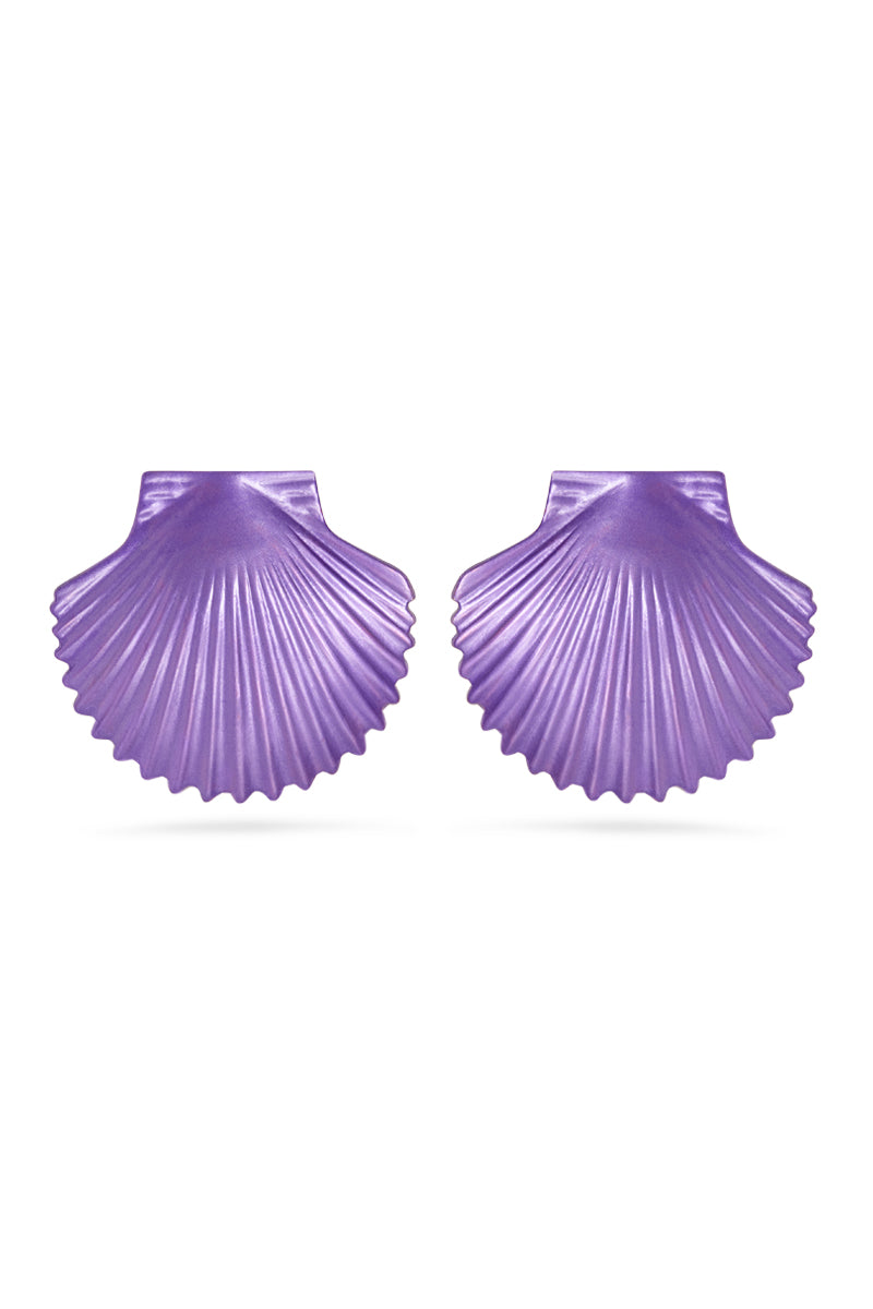 Purple Metallic Shell Earrings