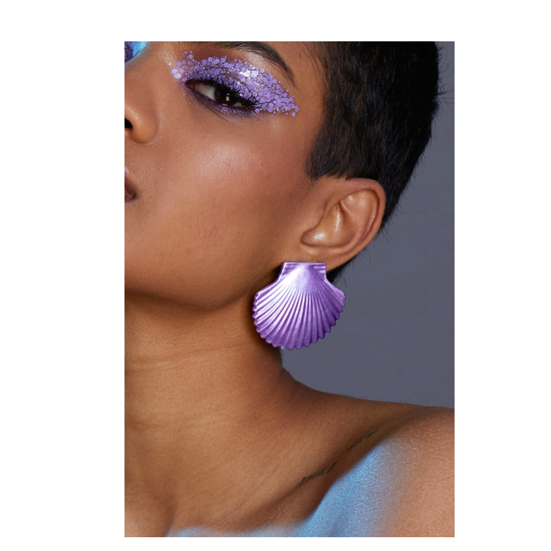 Purple Metallic Shell Earrings