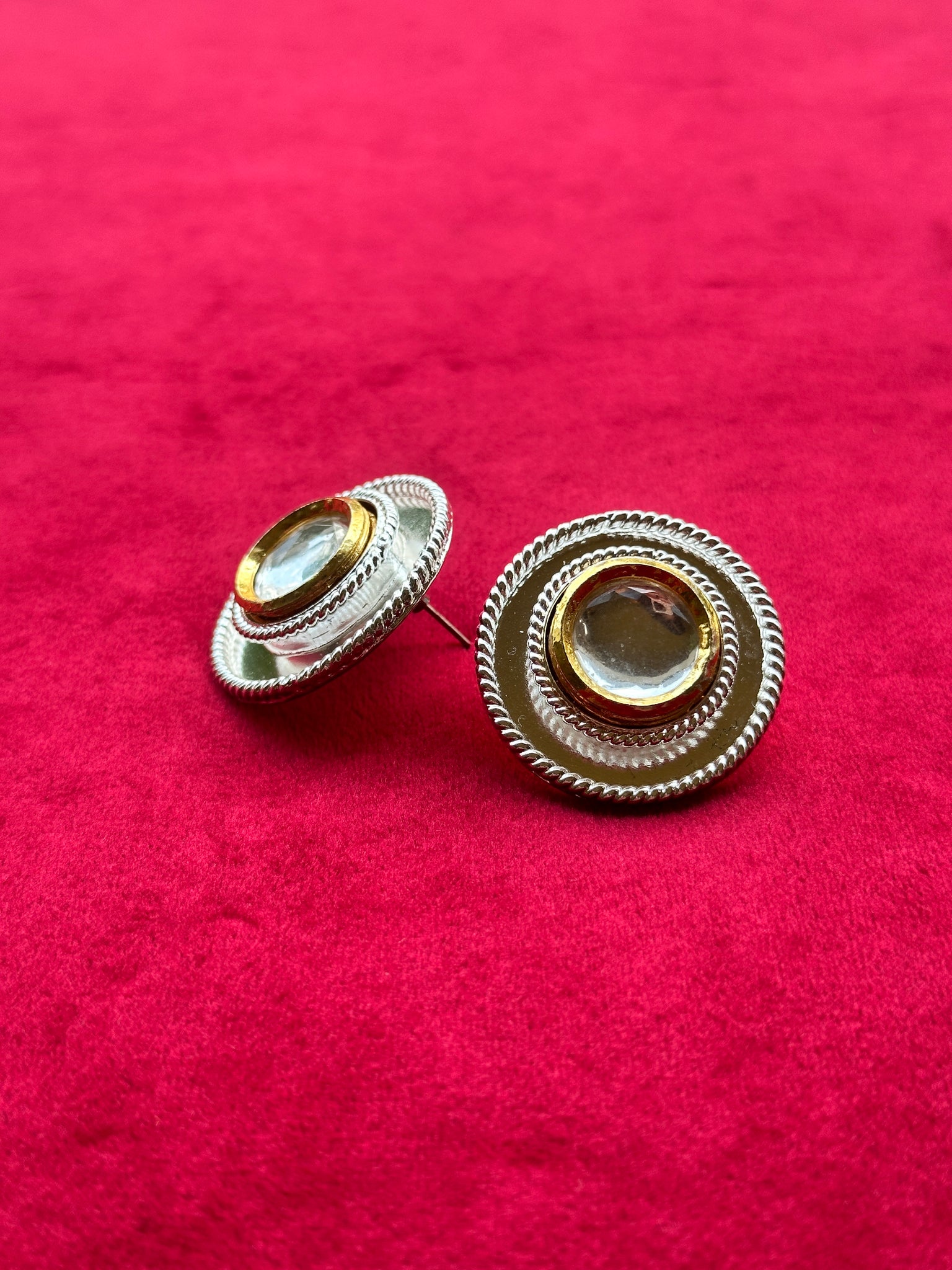 Polki Single Dot Stud Silver