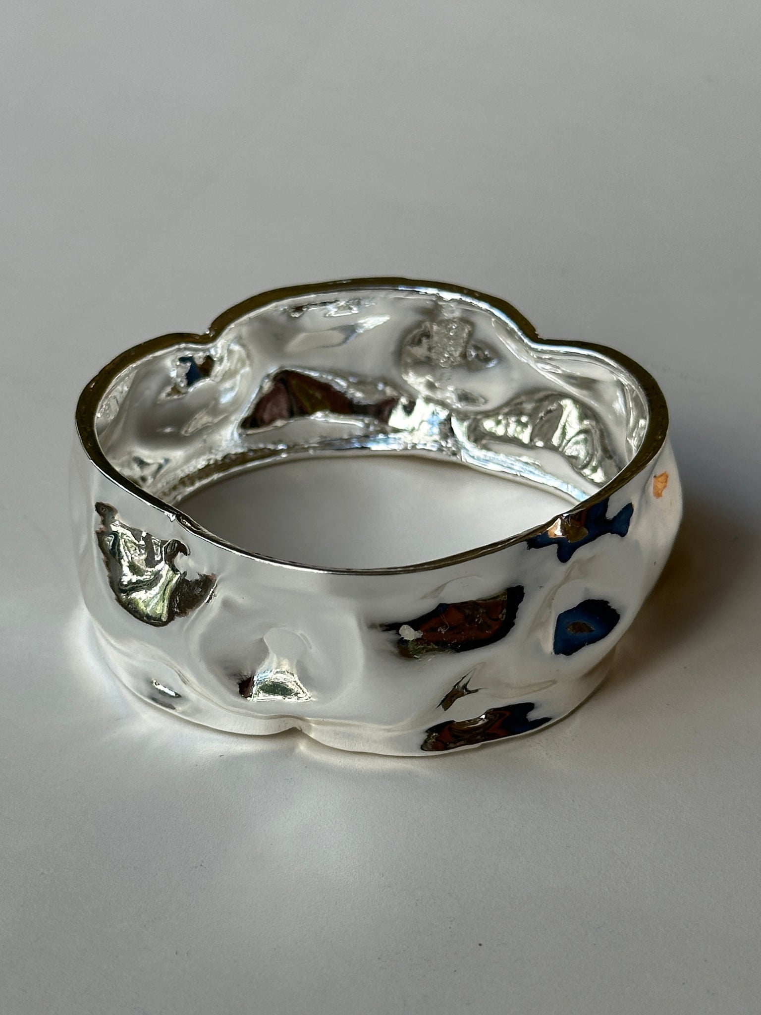 Beaten Metal Bangle Silver