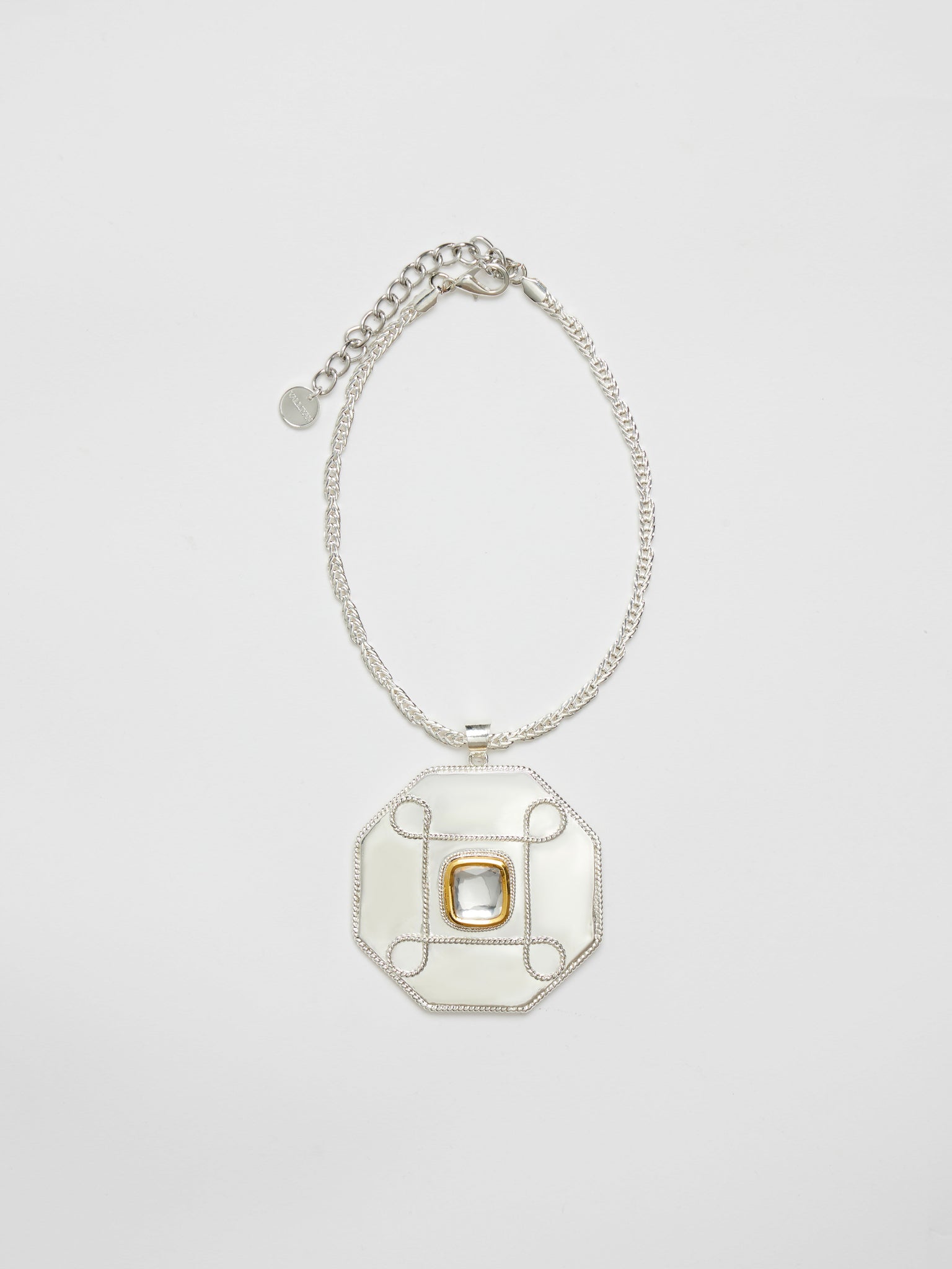 Polki Hexagon Medallion Necklace