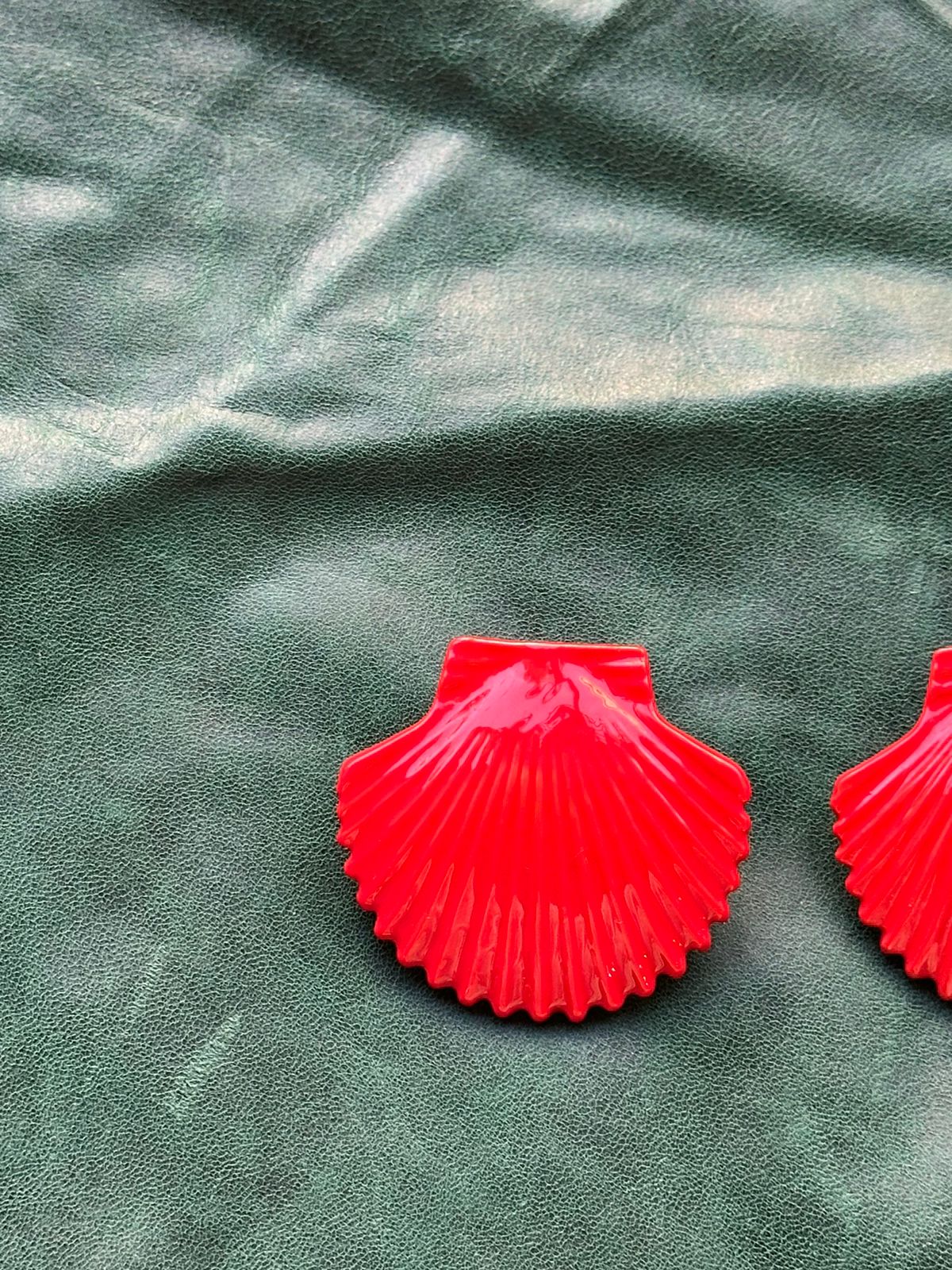 Glossy Finish Red Shell Earrings