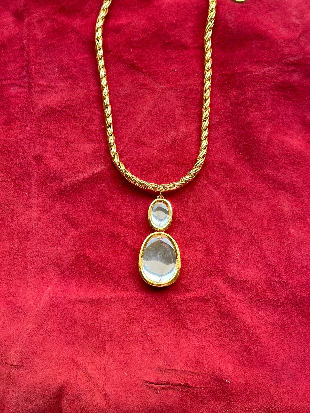 Polki 2 Drop Rope Necklace