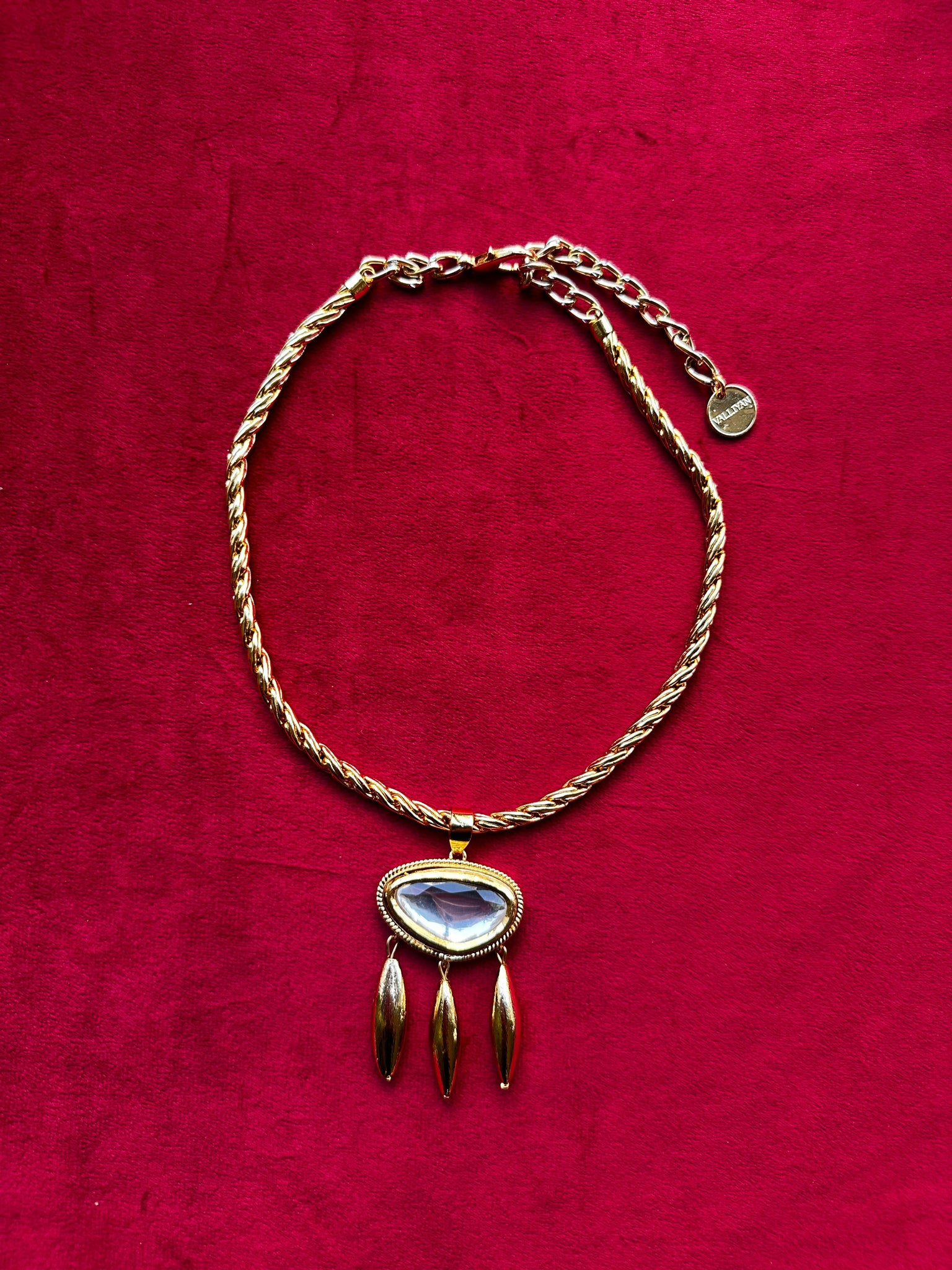 Polki Gold Tridrop Necklace