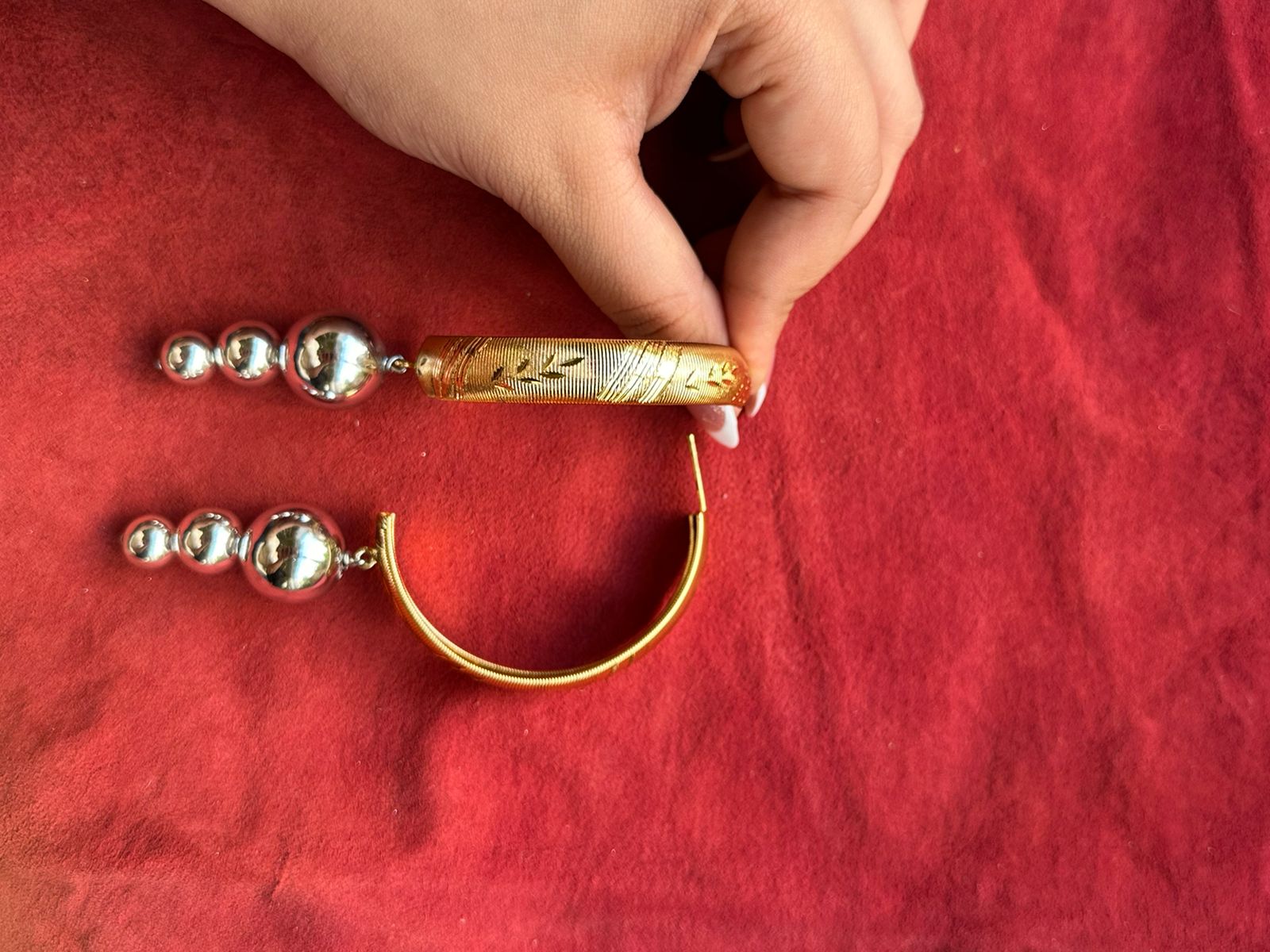 Signature Valliyan Half Hoops With Pearl Drops