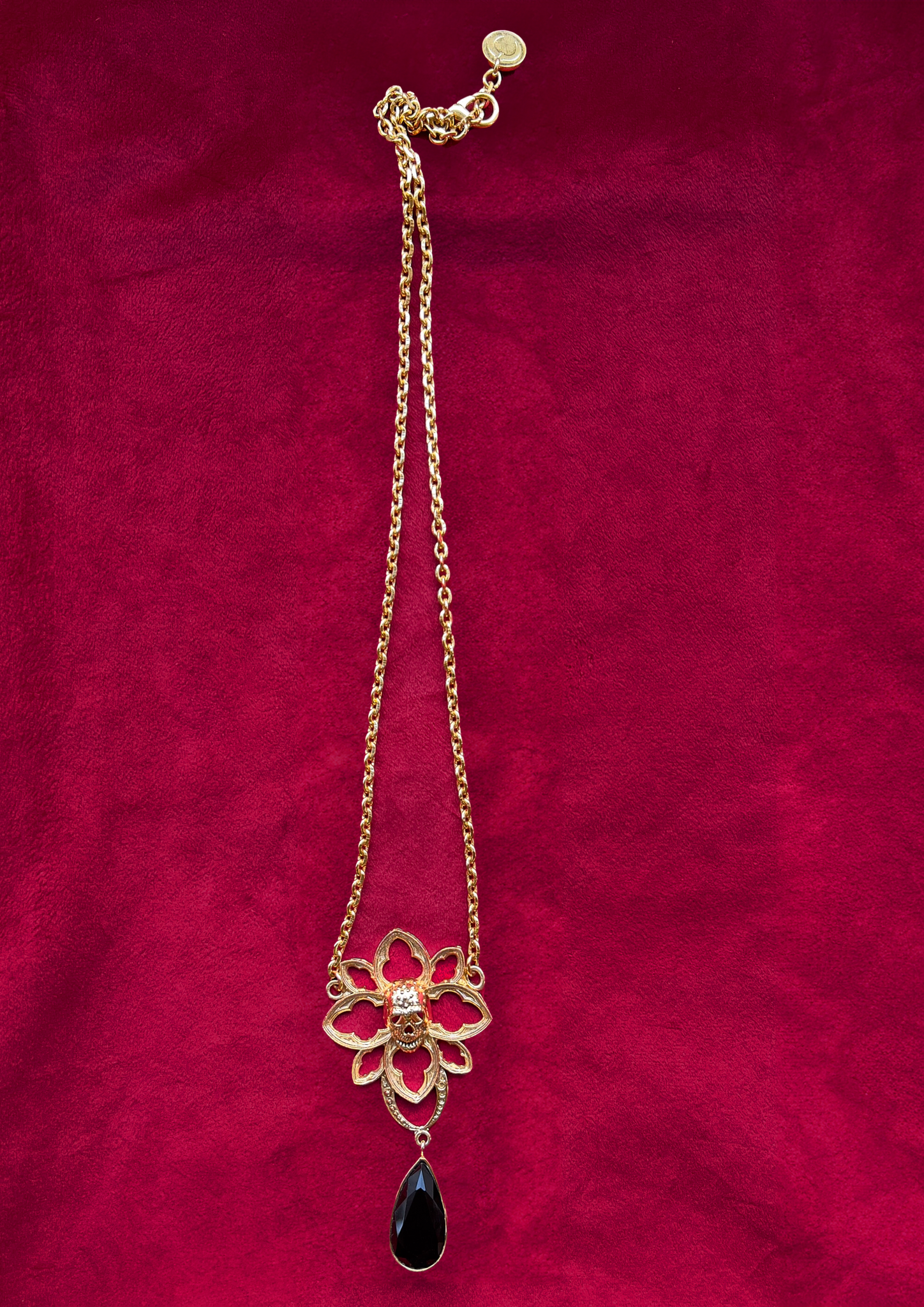Skull floral drop necklace