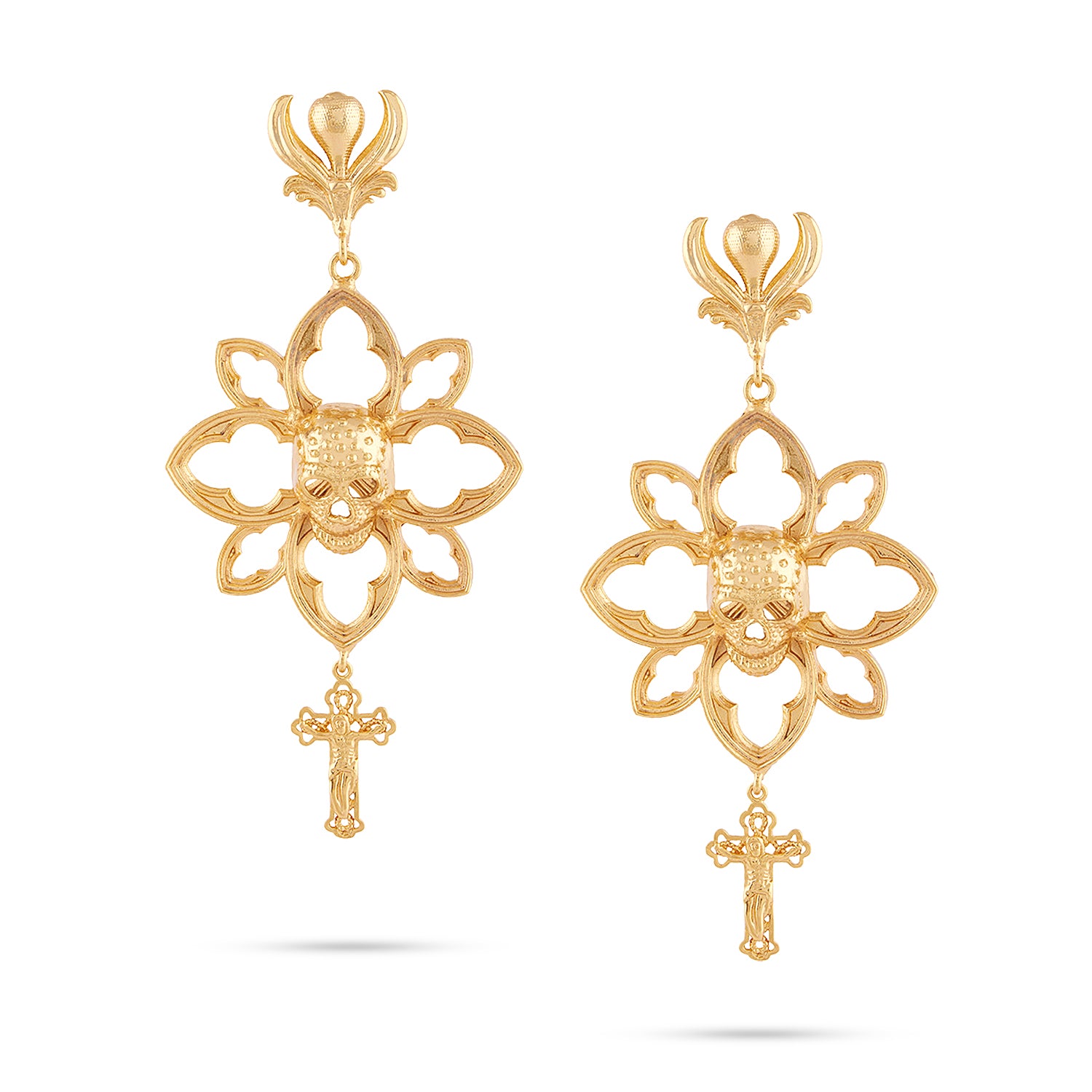 Skull Floral Earrings(Gold)