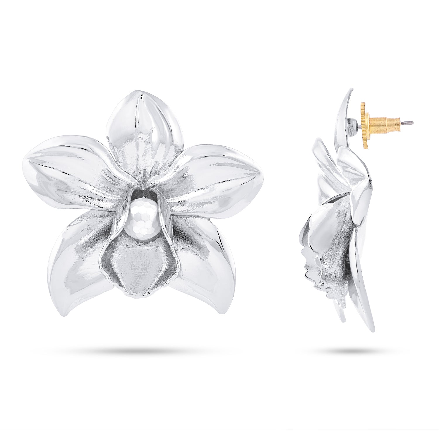 Metallic Orchid Earring (Silver)