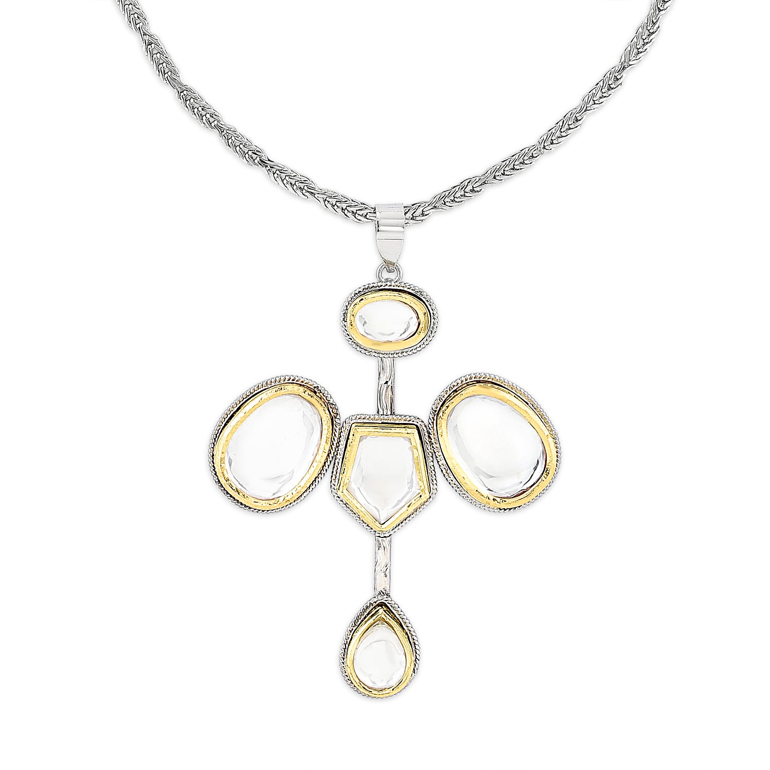 Gold & Silver Polki Vatican Necklace