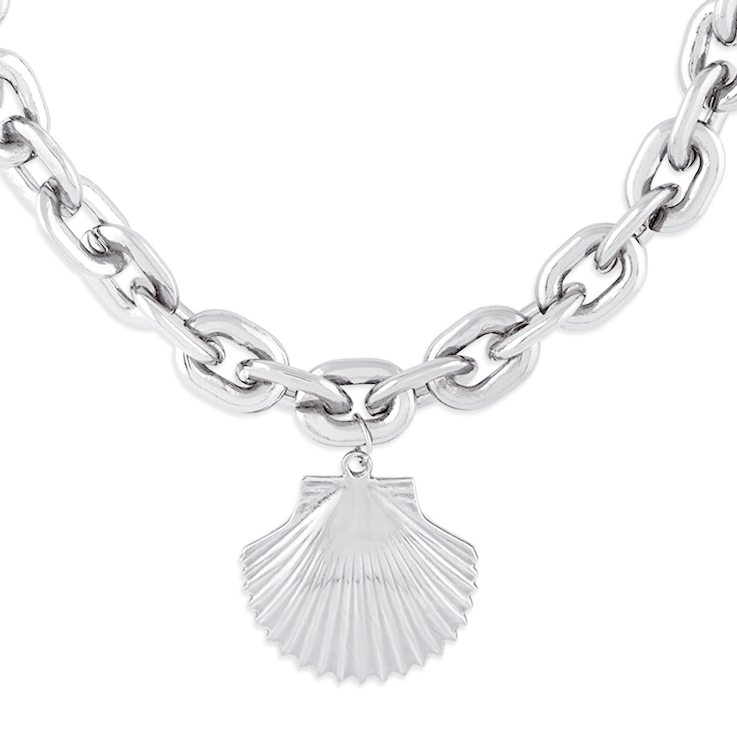 Silver Shell Pendant Necklace