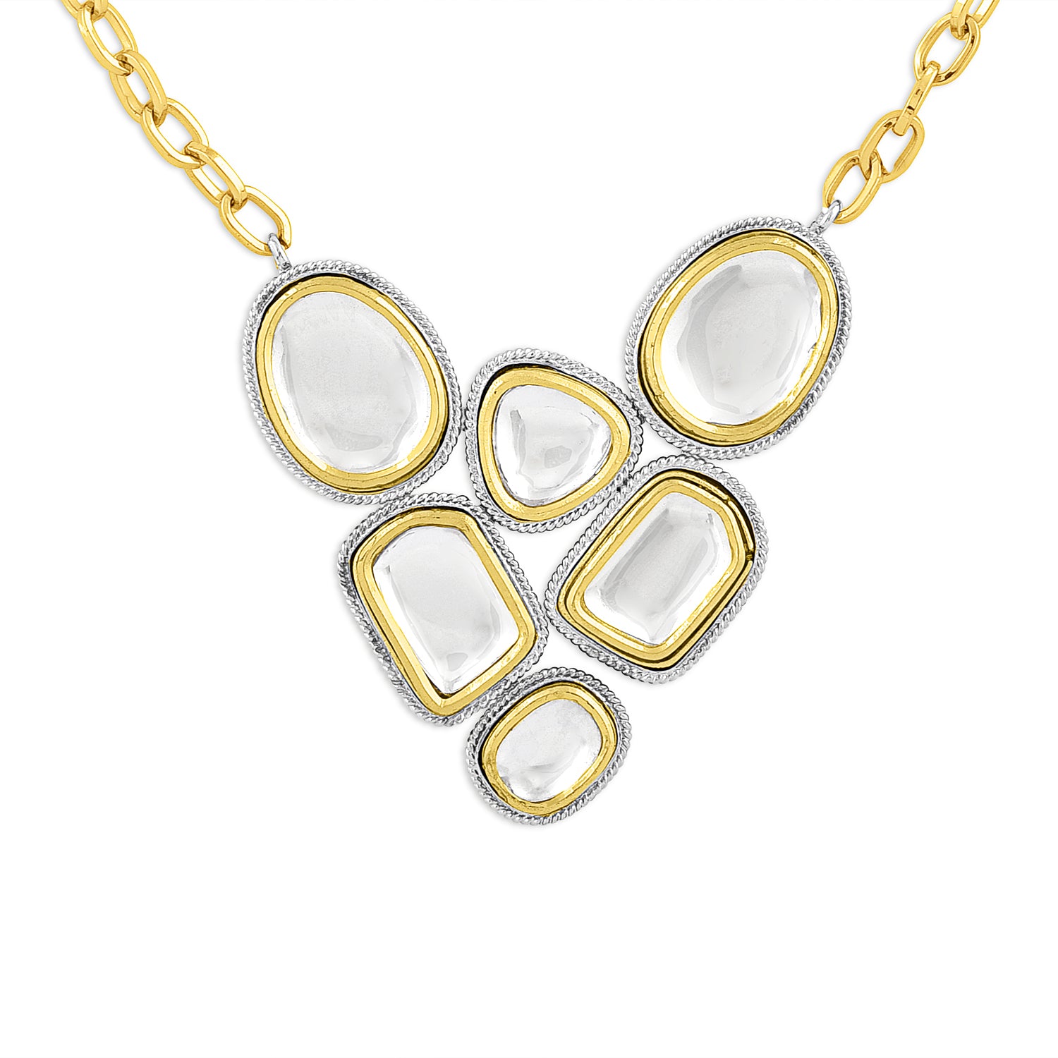 Gold & Silver Polki Heart Necklace