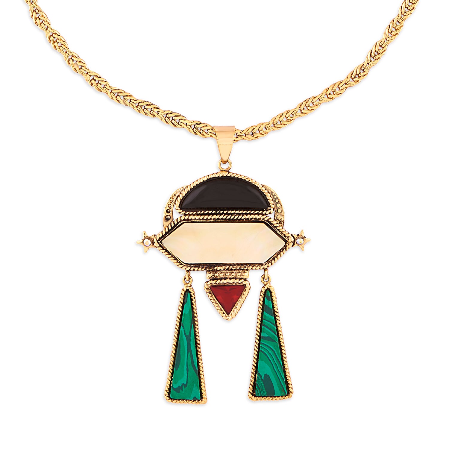 Gold Deco Space Ship Necklace