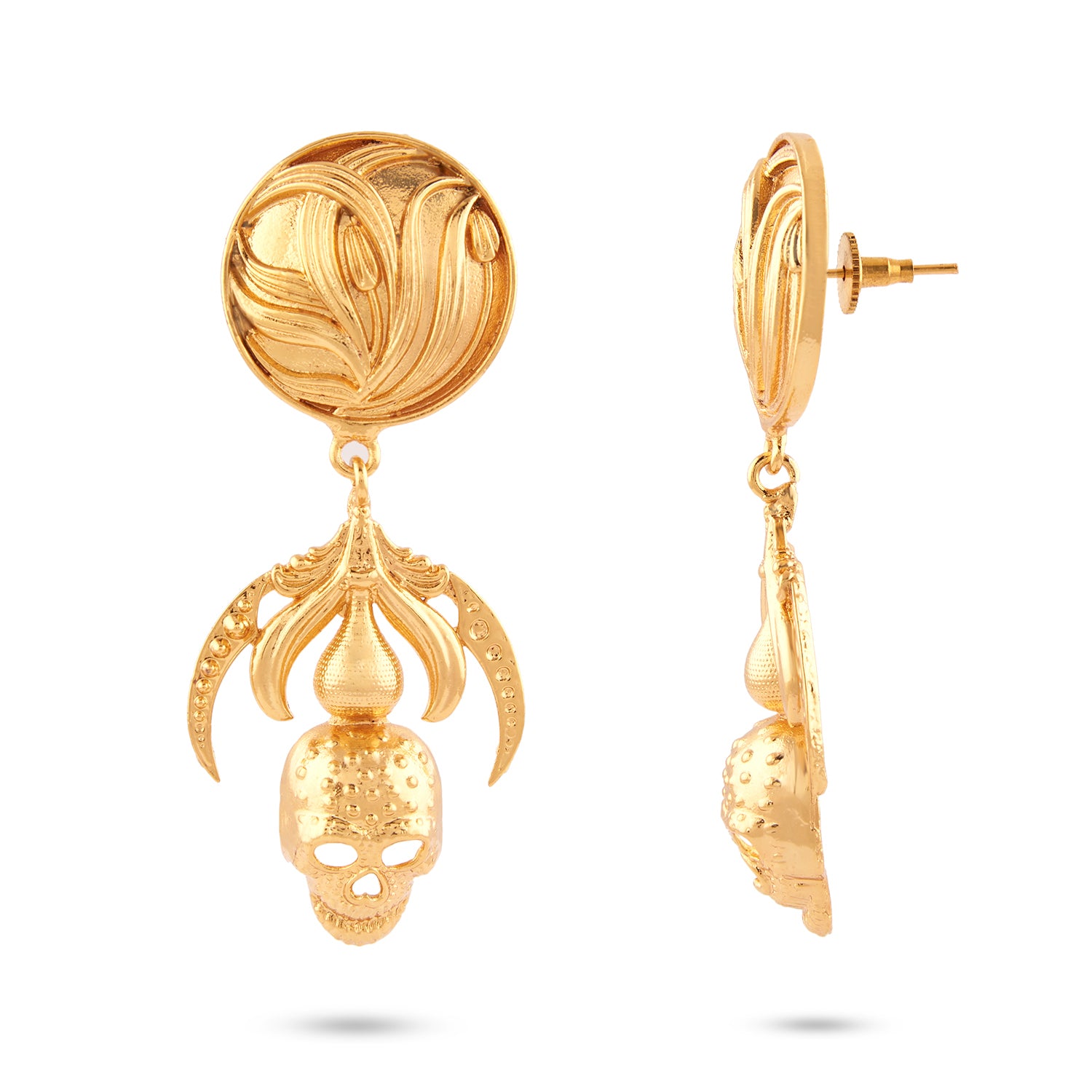 Skull Drop Earrings(Gold)
