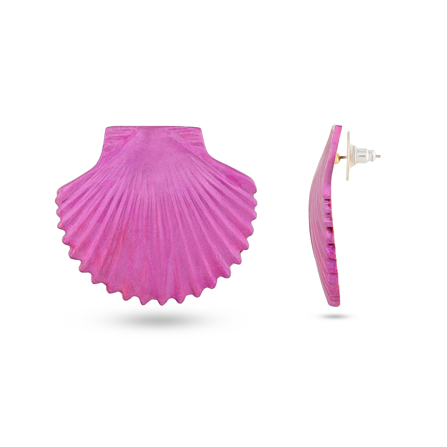 Pink Metallic Shell Earrings (Dark)
