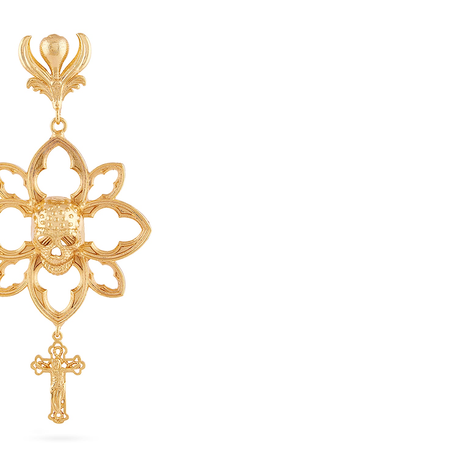 Skull Floral Earrings (Gold)
