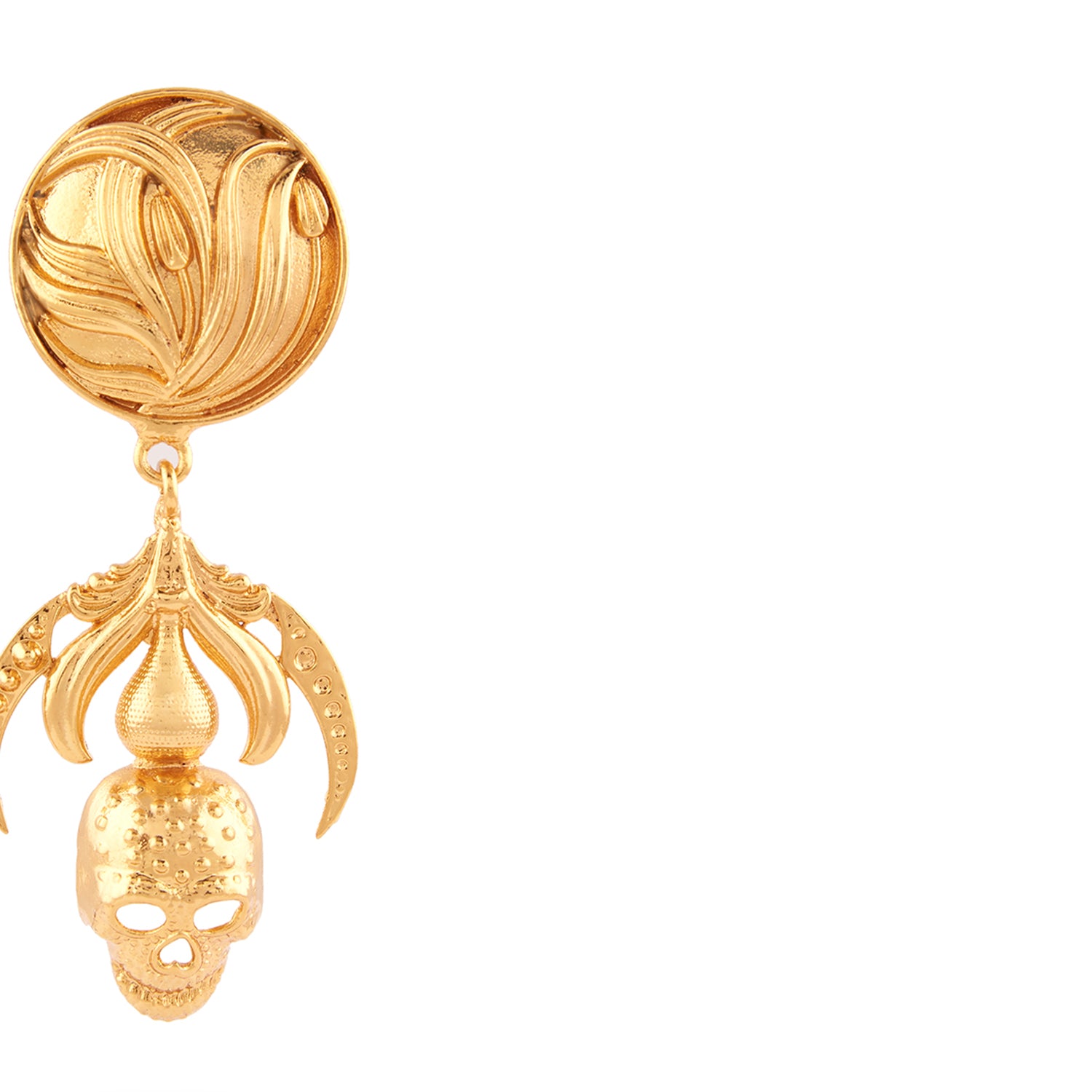 Skull Drop Earrings(Gold)