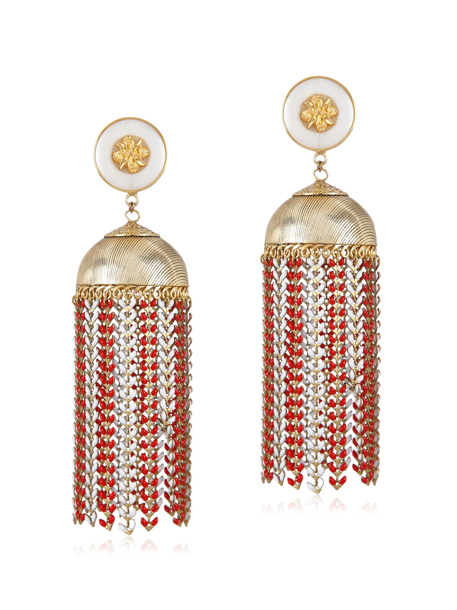 Red & White Jhumkas