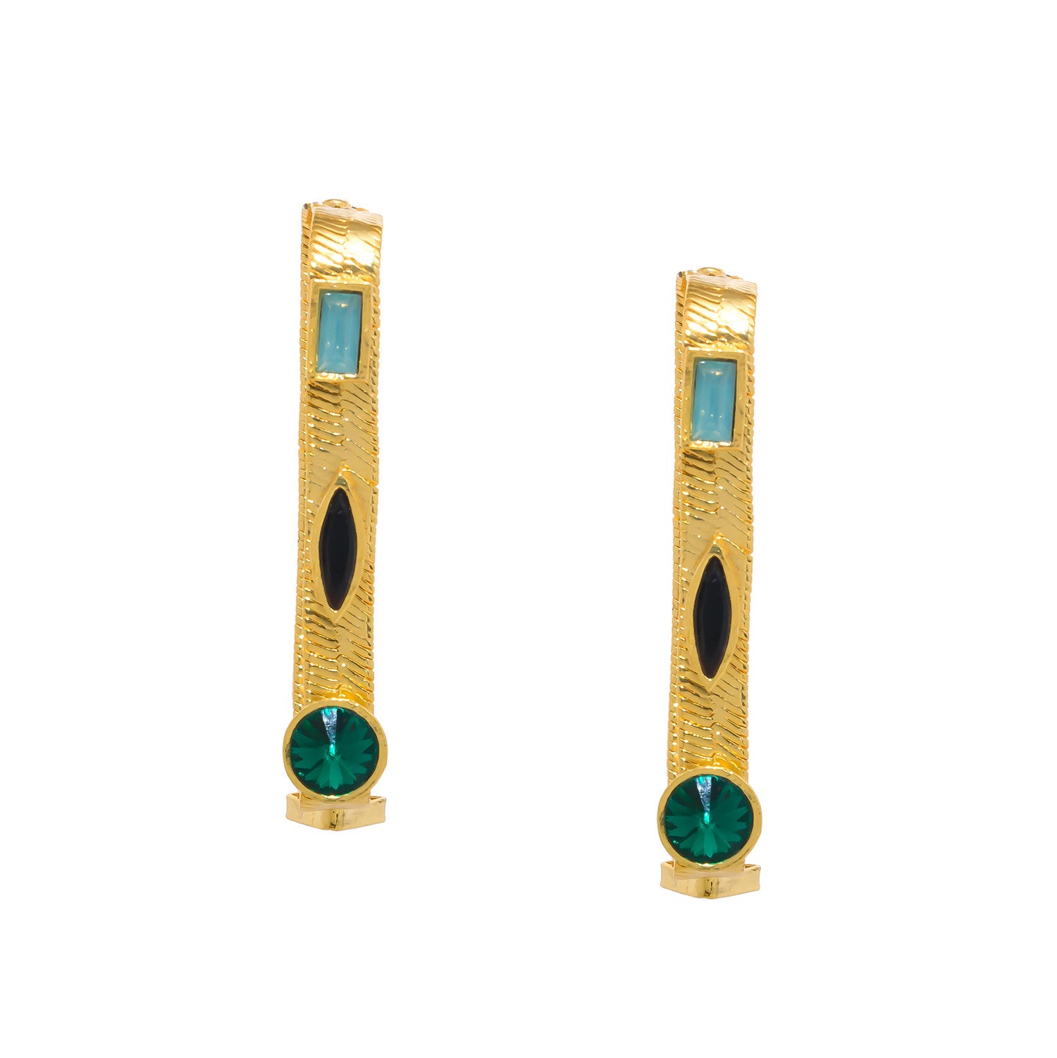 Jewelled Rectange Hoop Earrings