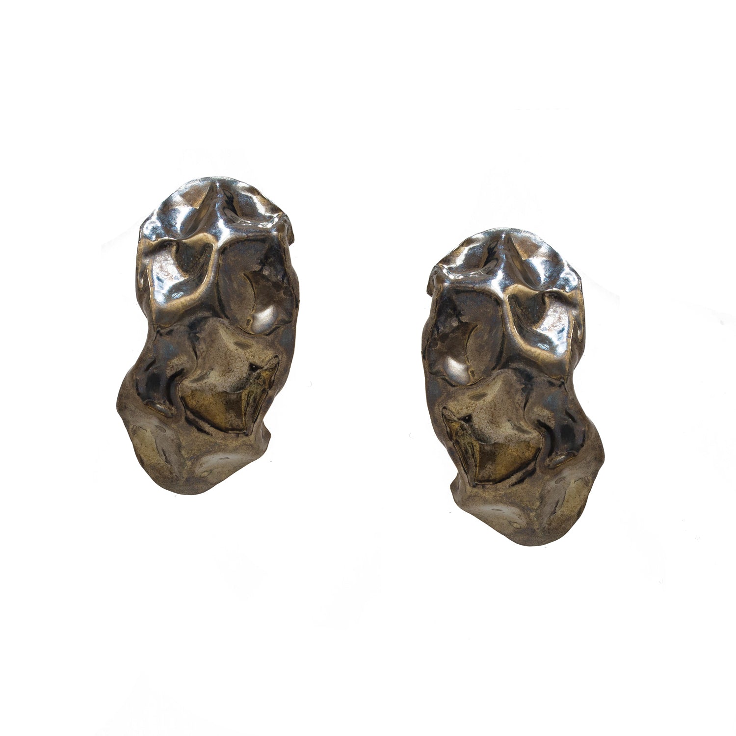 Beaten Hoop Earrings (Gunmetal)