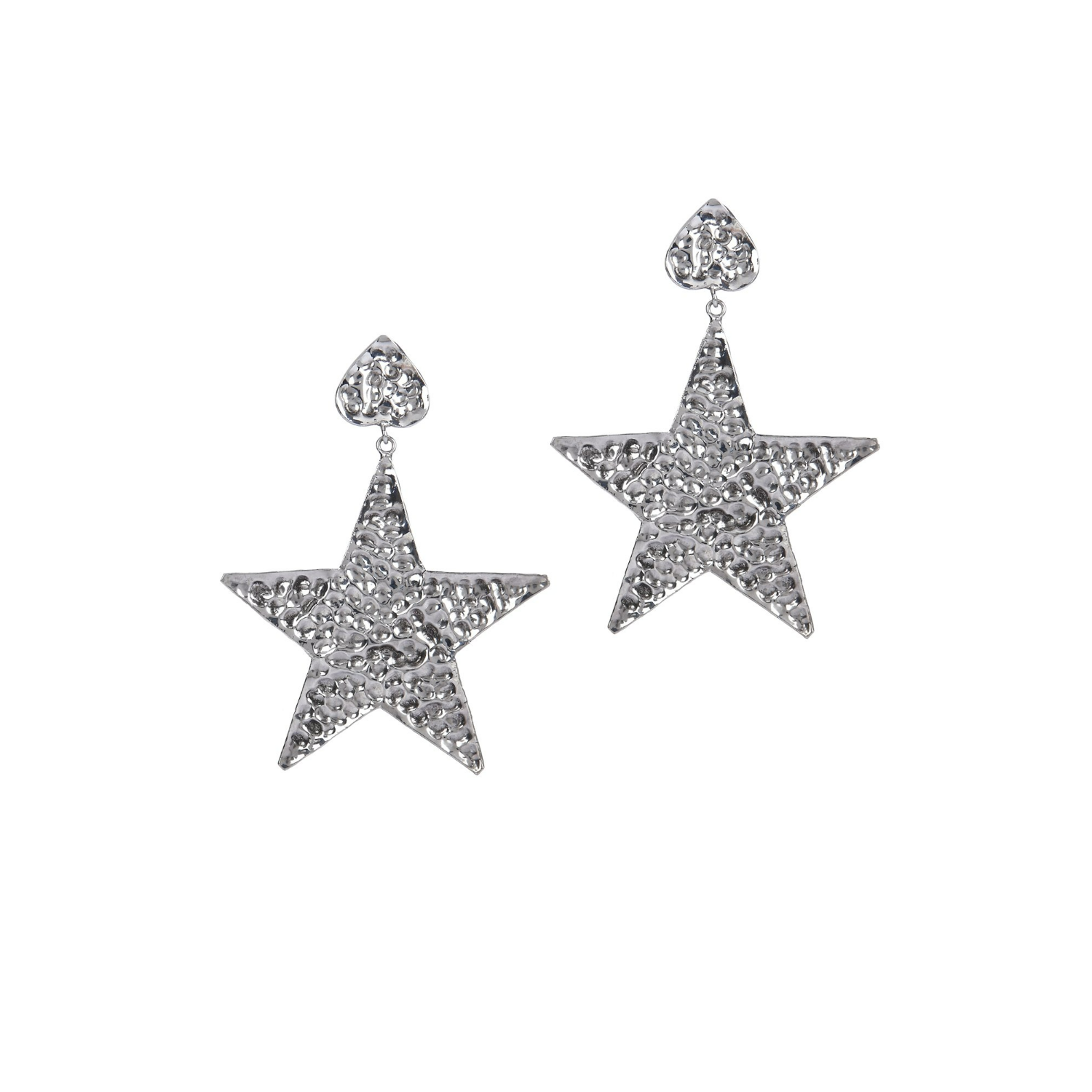 Beaten Star Earrings (Silver)