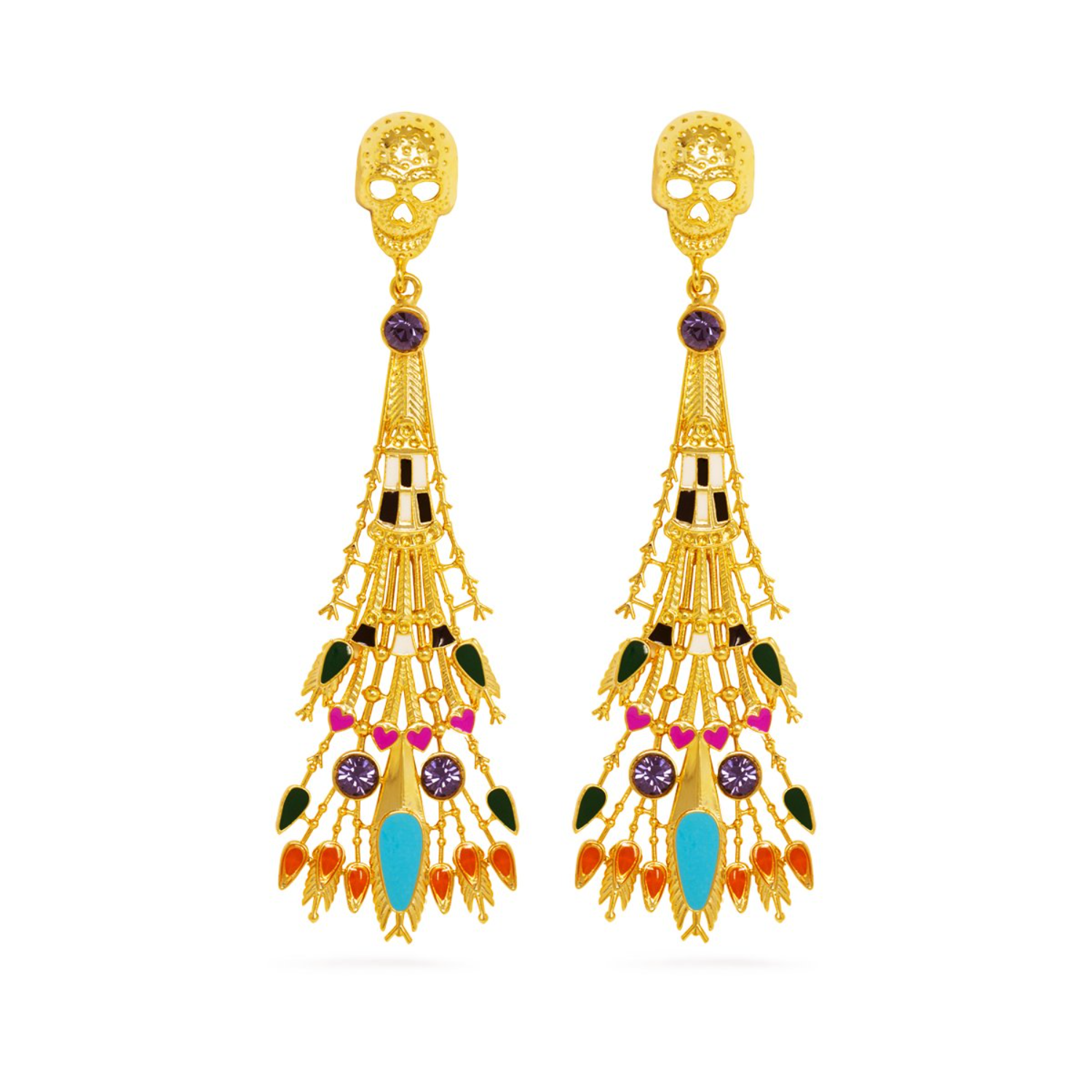 Blue Skull Nefertiti Earrings