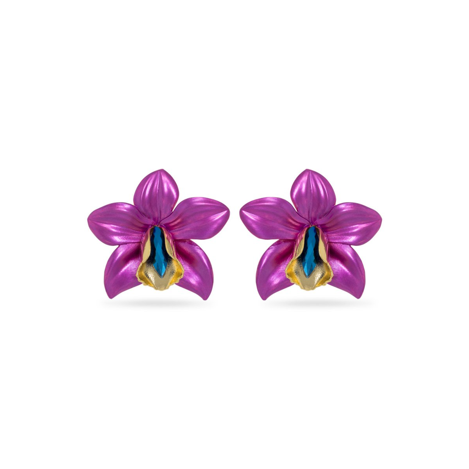 Dark Purple Metallic Orchid Earrings