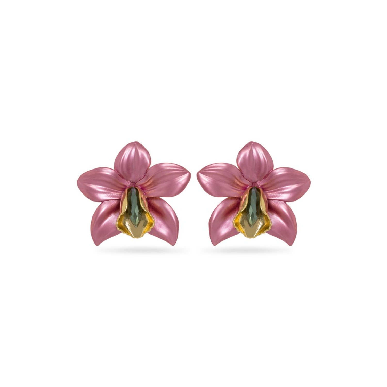 Pink Metallic Orchid Earrings