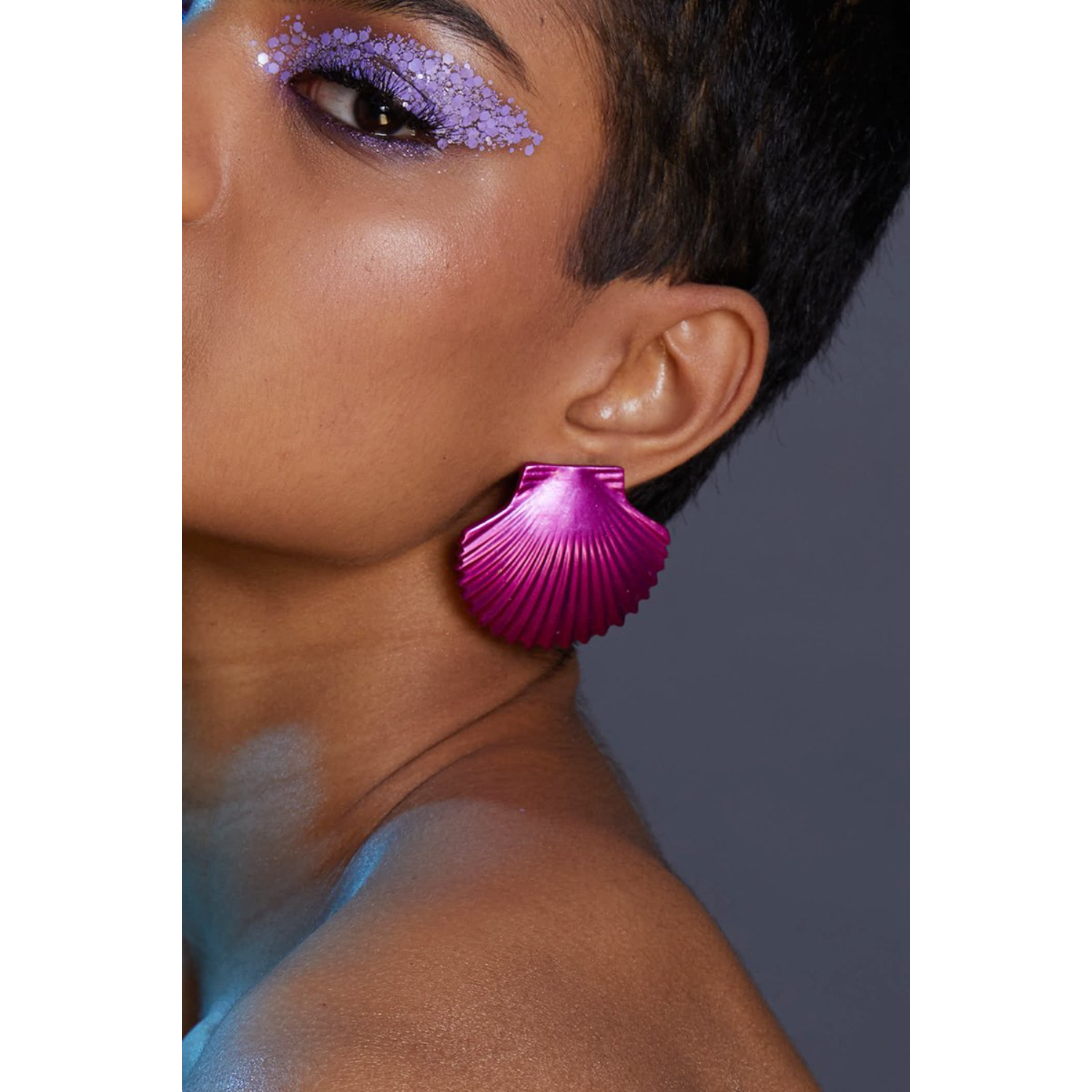 Pink Metallic Shell Earrings (Dark)