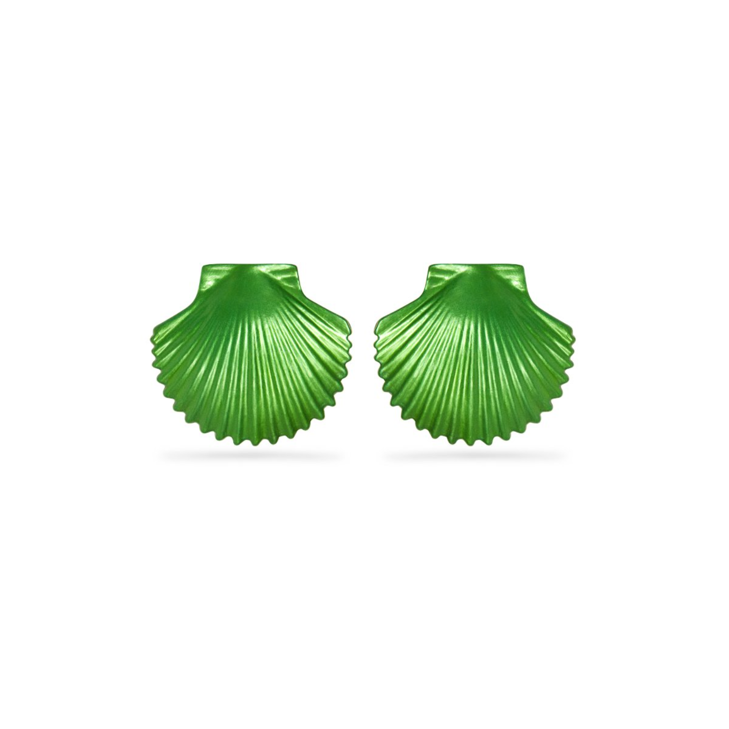 Green Metallic Shell Earrings