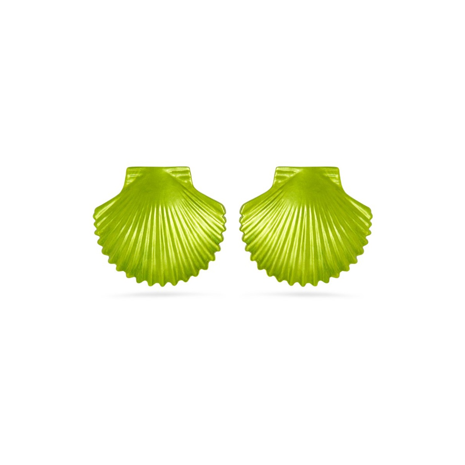 Lime Green Metallic Shell Earrings