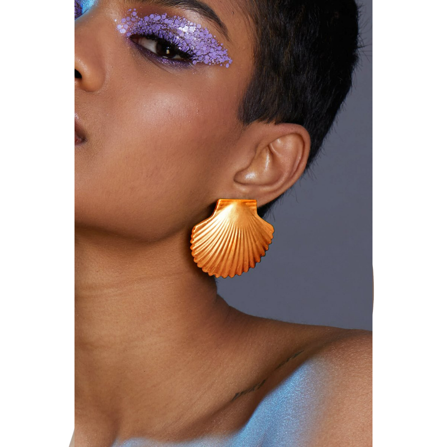 Orange Metallic Shell Earrings