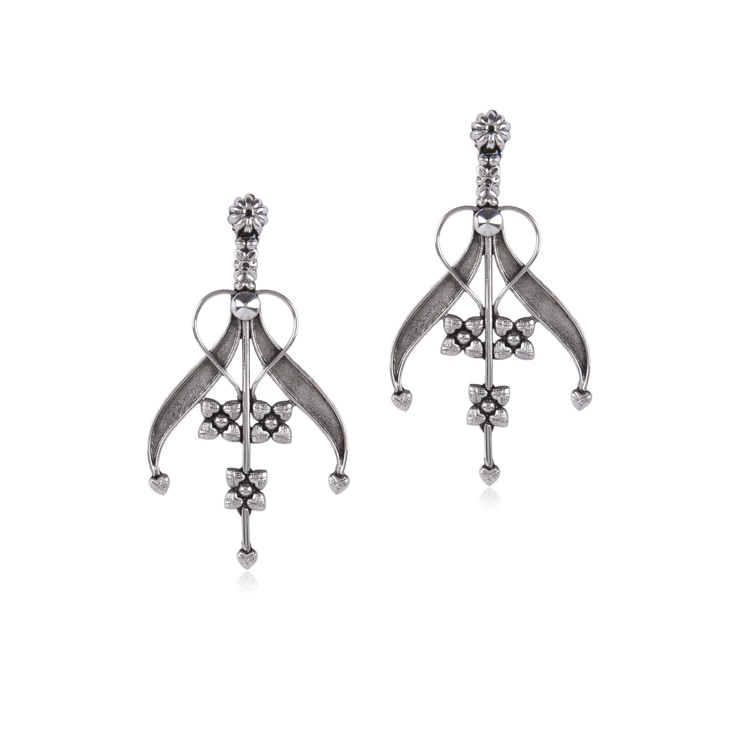 Antique Silver Lily Earrings