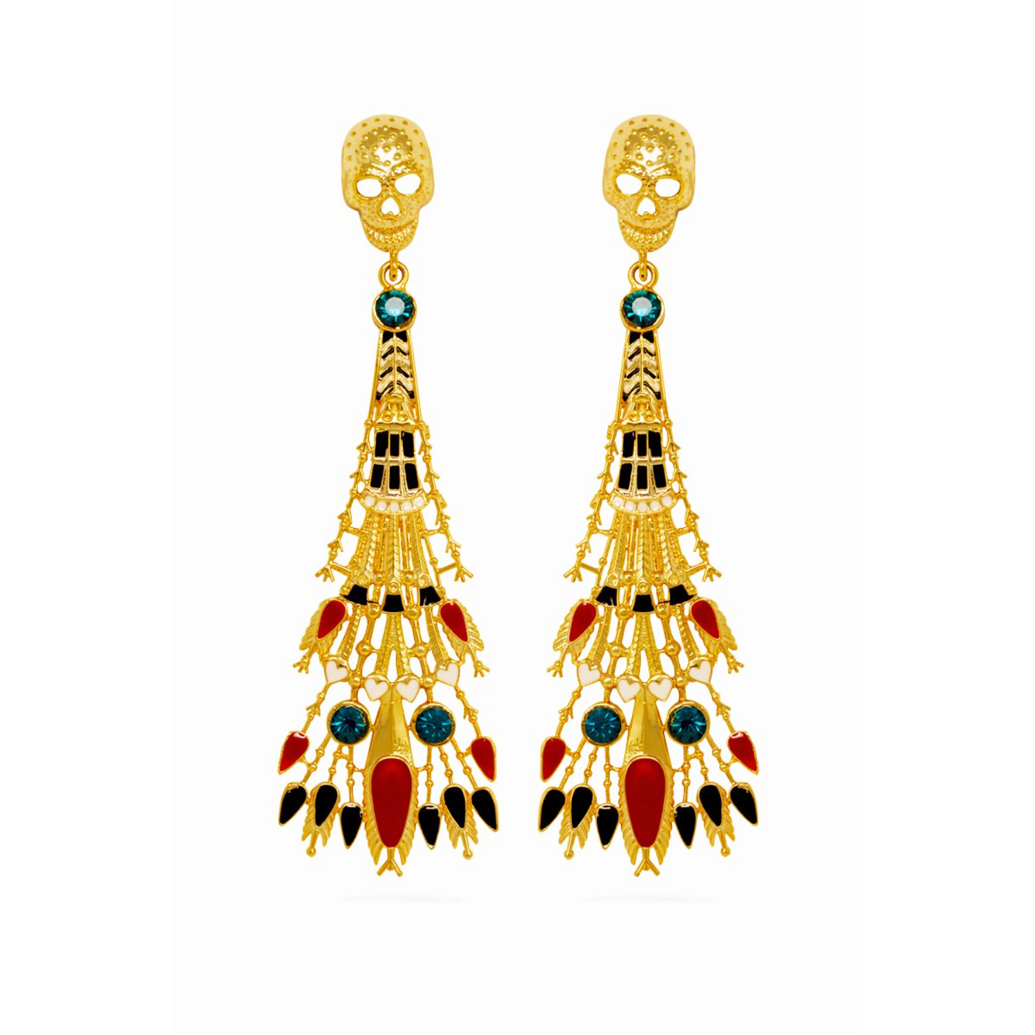 Red Skull Nefertiti Earrings
