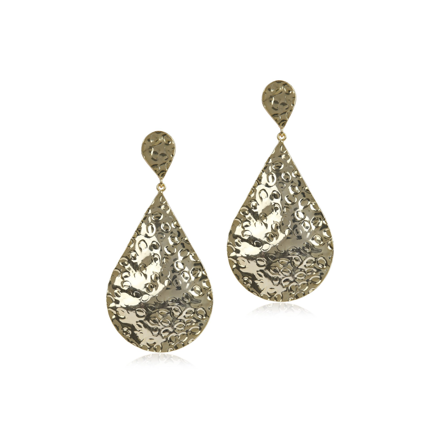 Beaten Teardrop Earrings (Gold)