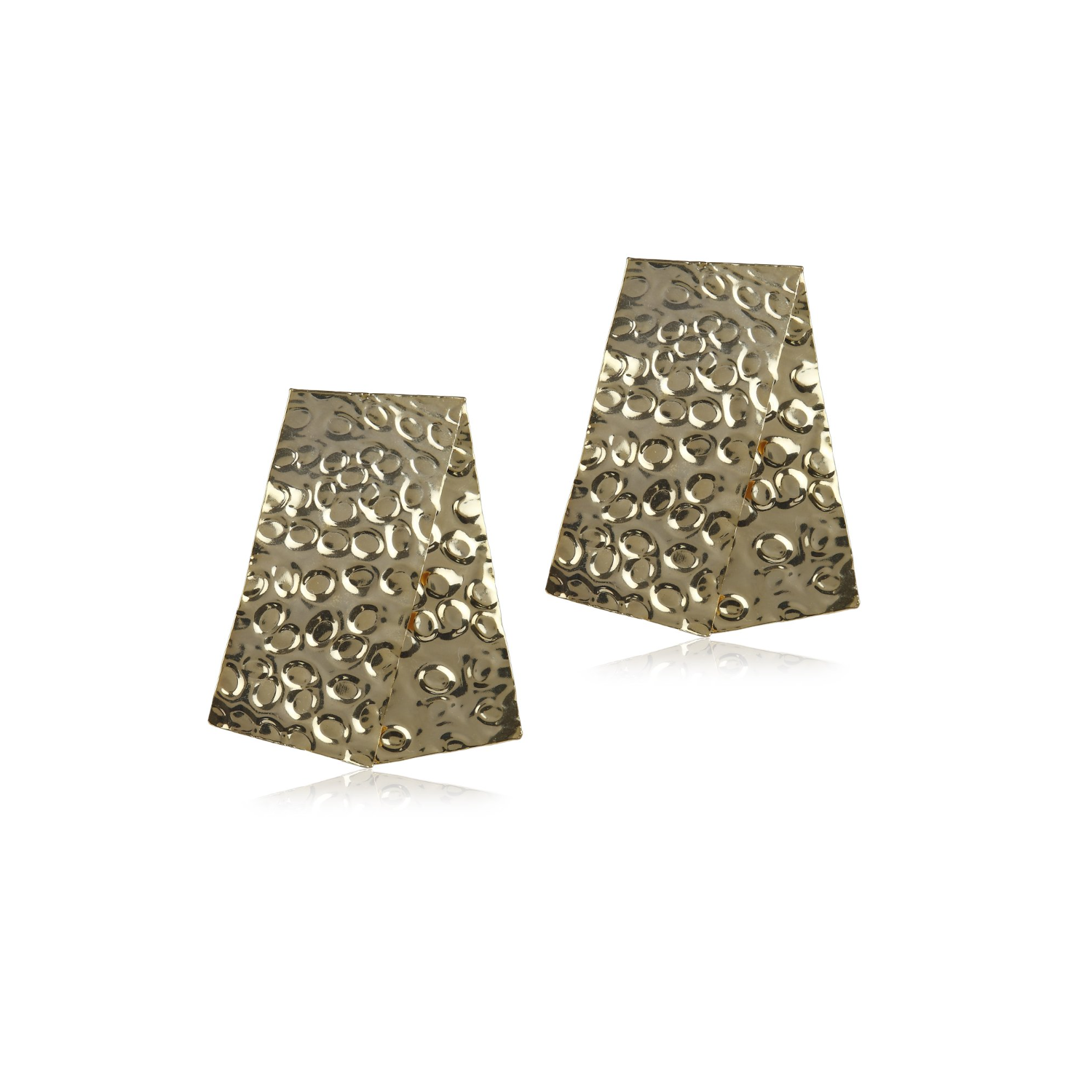 Beaten Rectangle Earrings (Gold)