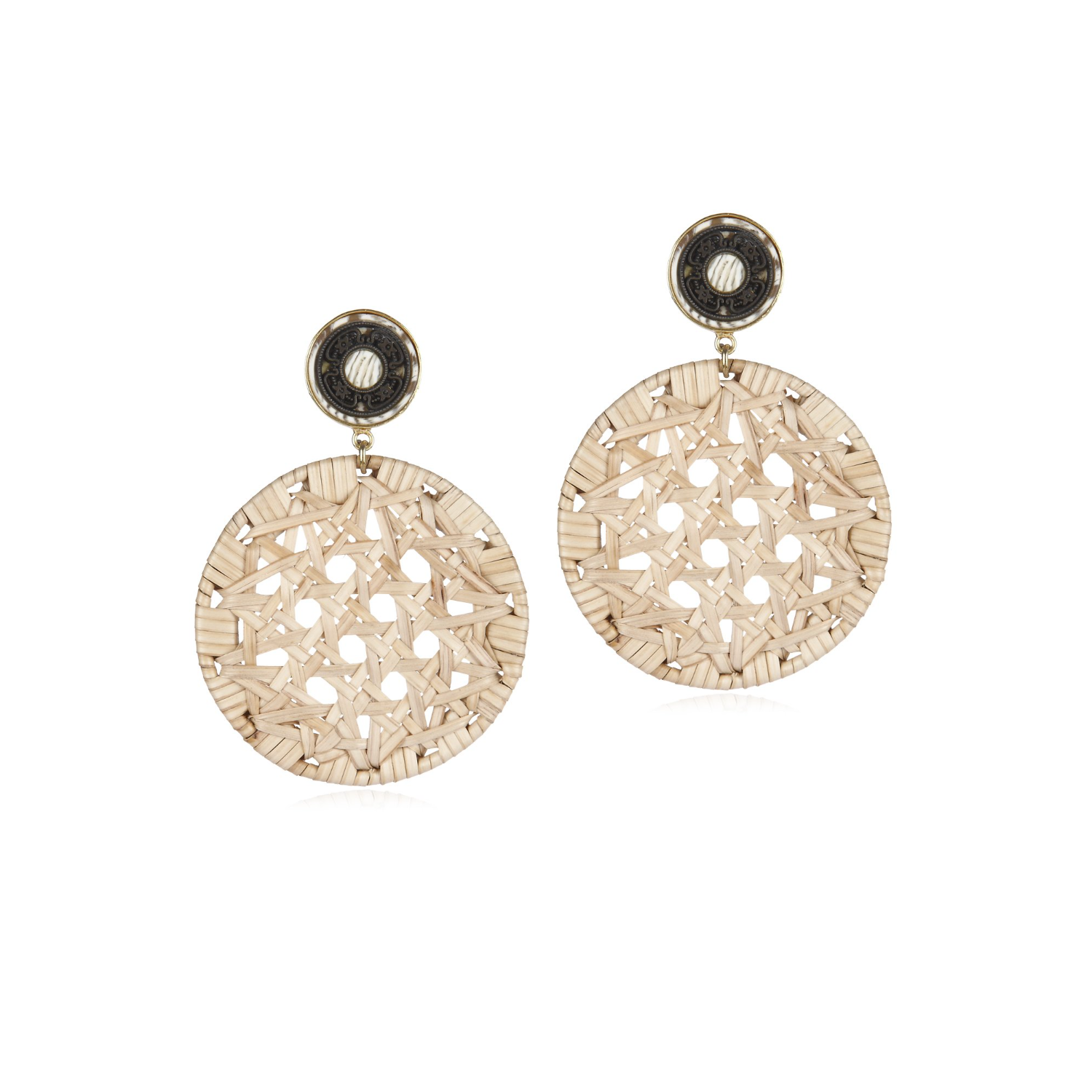 Round Cane Earrings (Black)