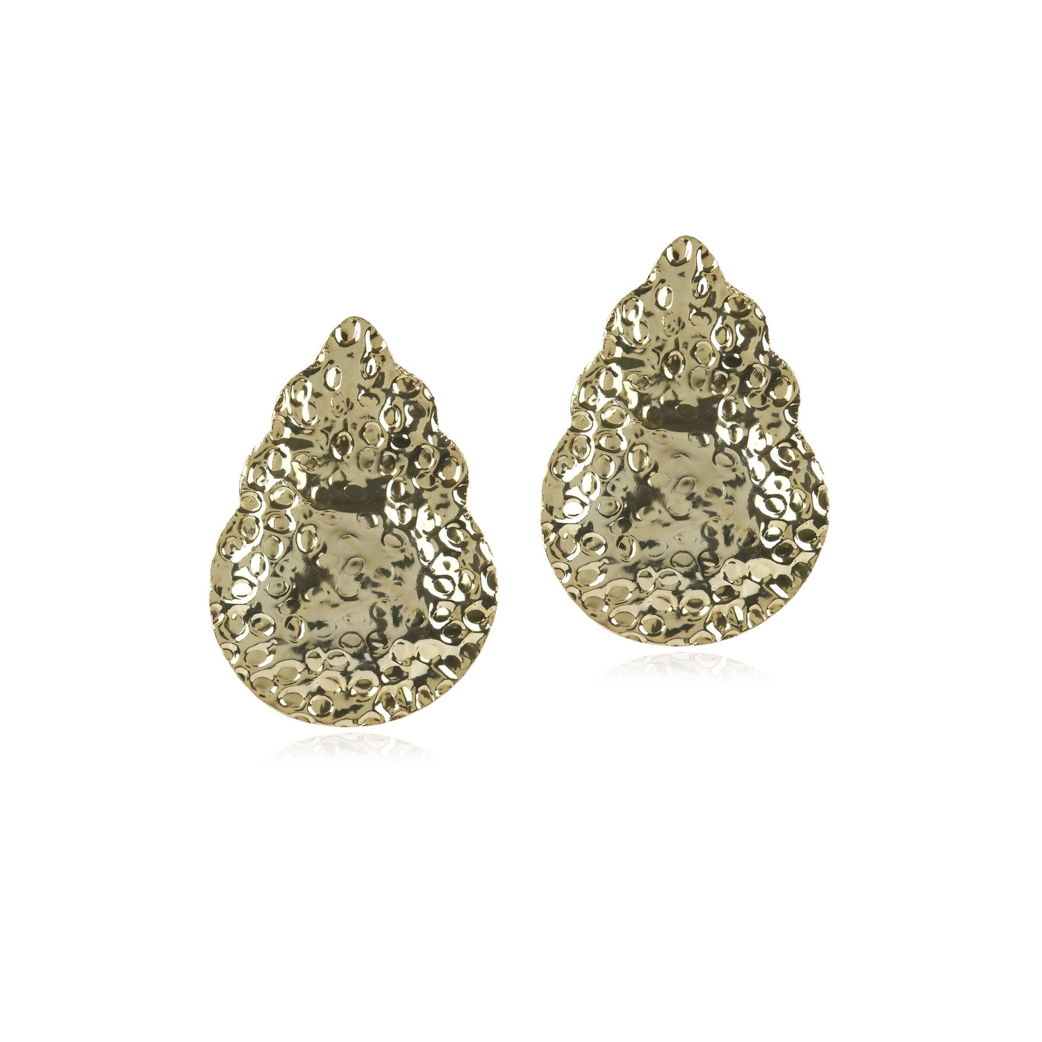 Beaten Drop Earrings (Gold)