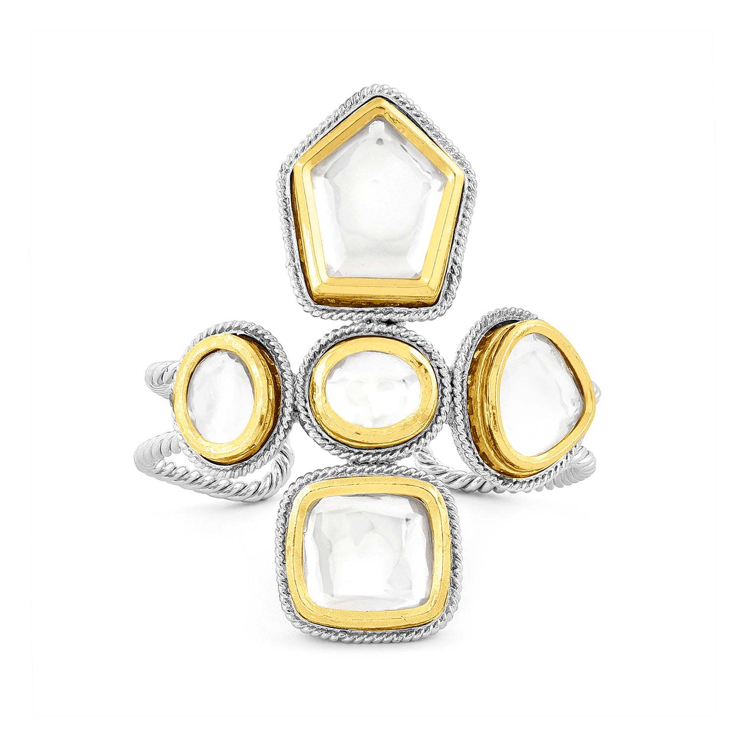 Gold & Silver Polki Vatican Handcuff