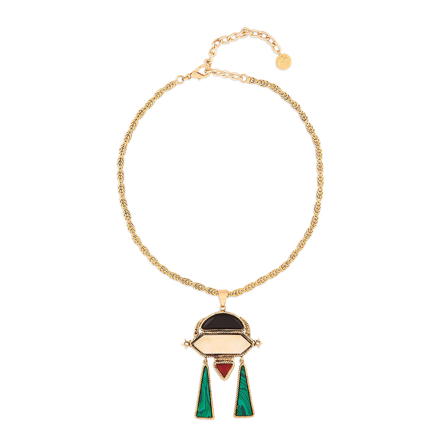 Gold Deco Space Ship Necklace
