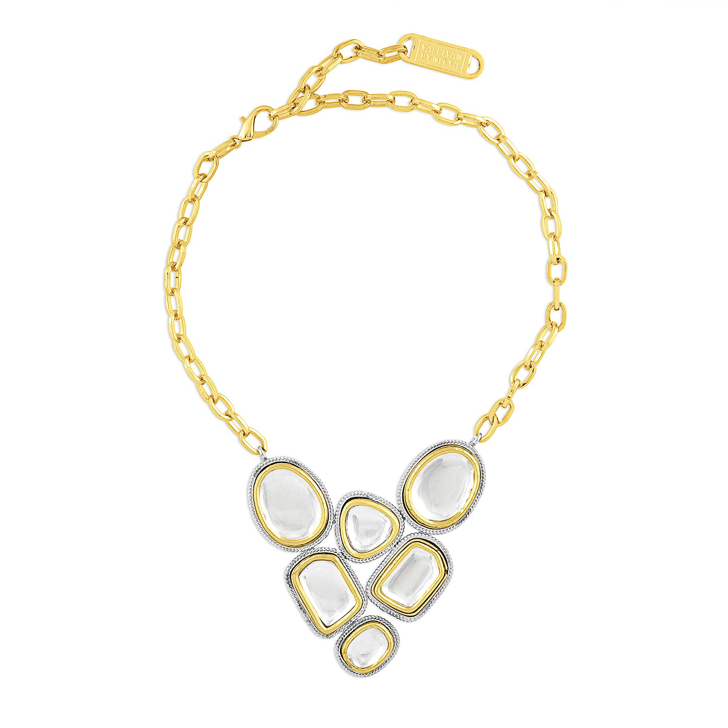 Gold & Silver Polki Heart Necklace