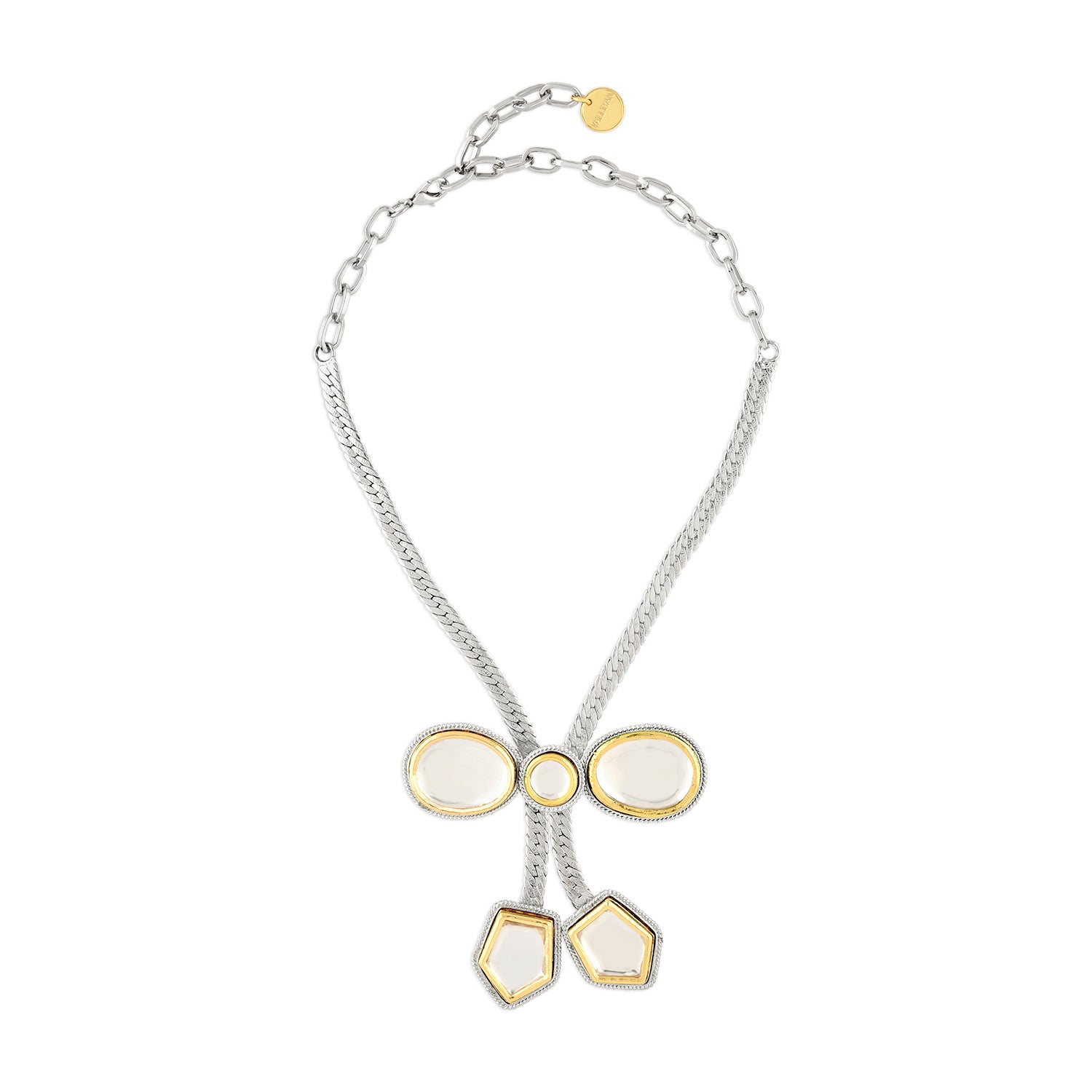 Gold & Silver Polki Bow Necklace