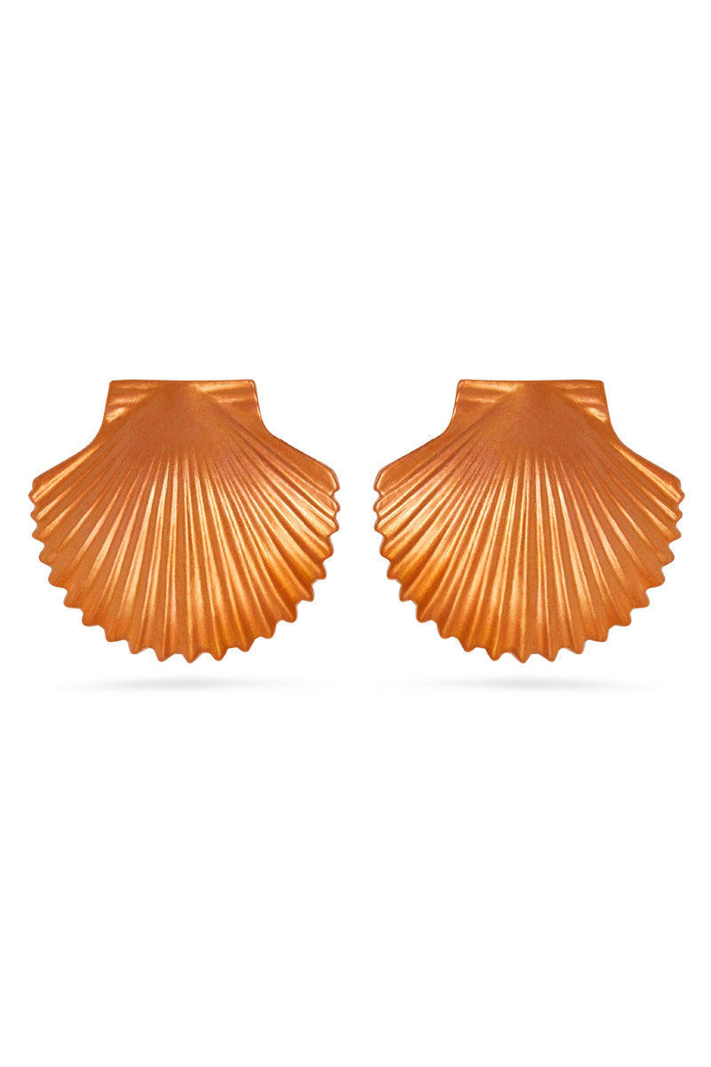 Orange Metallic Shell Earrings