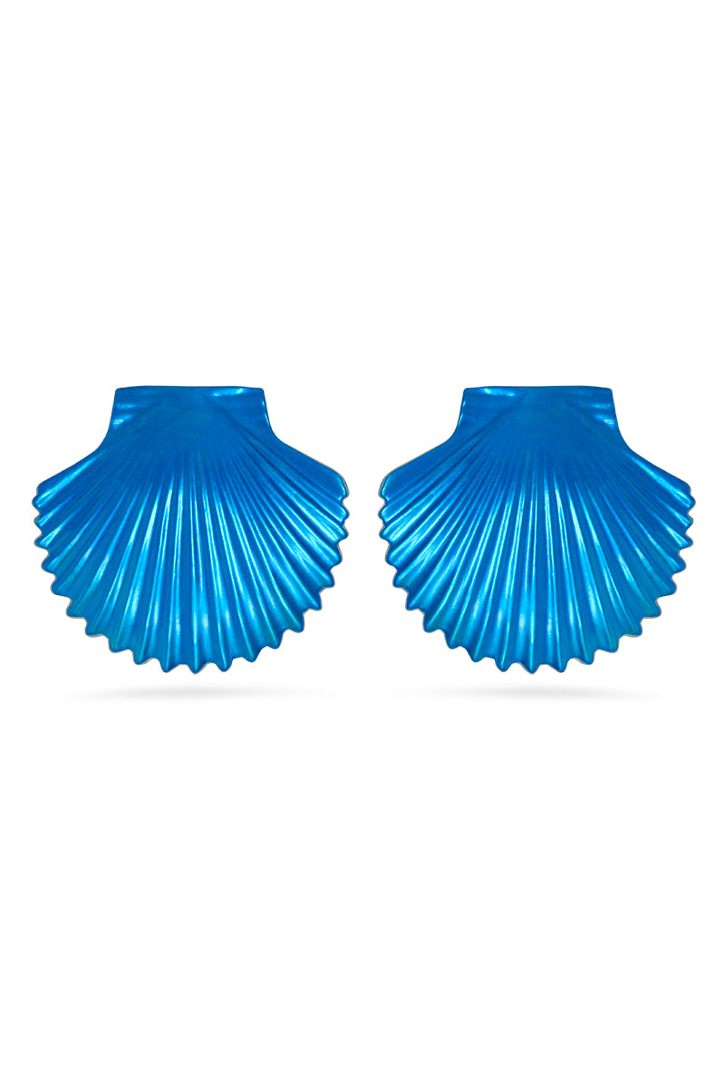 Blue Metallic Shell Earrings