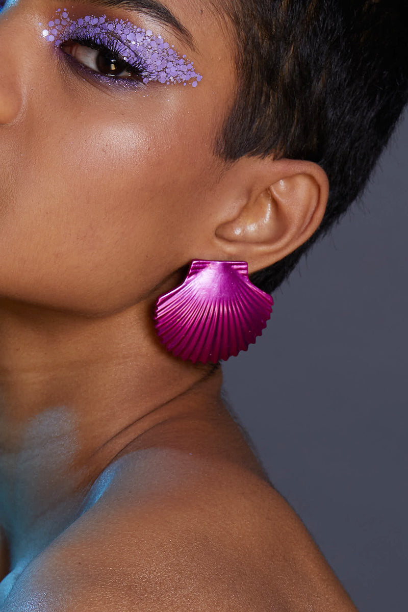 Pink Metallic Shell Earrings (Dark)