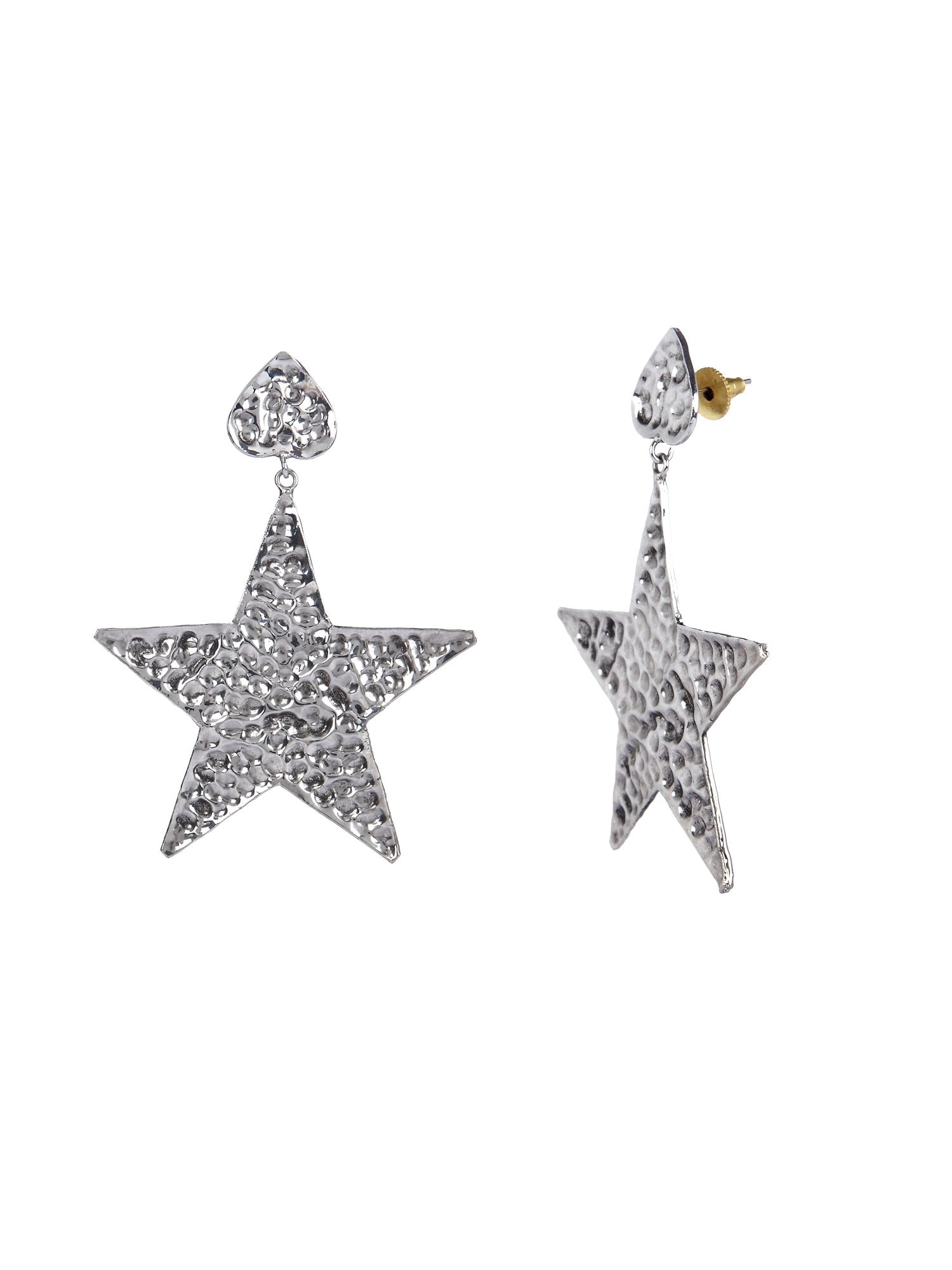 Beaten Star Earrings (Silver)