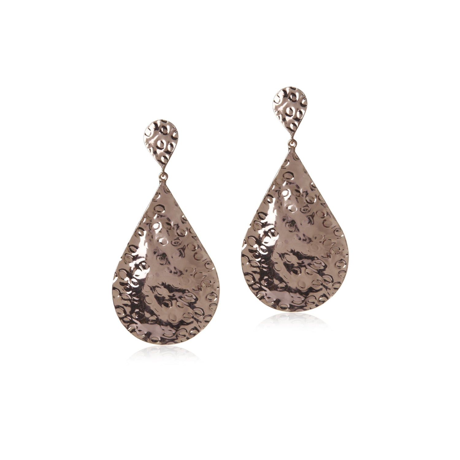 Beaten Metal Tear Drop Earrings(ROSEGOLD)