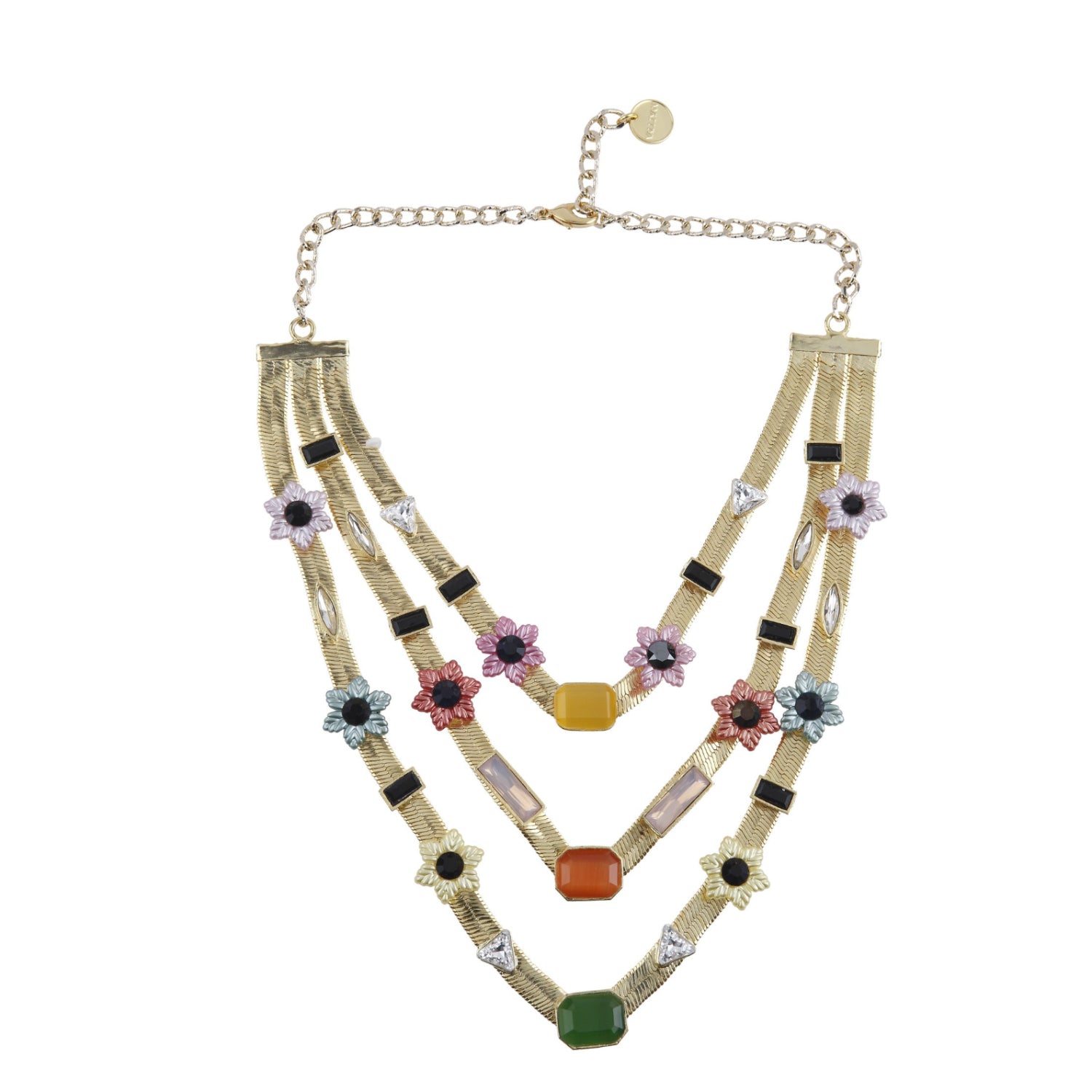 Three Layered Floral Candy Necklace (Gold)
